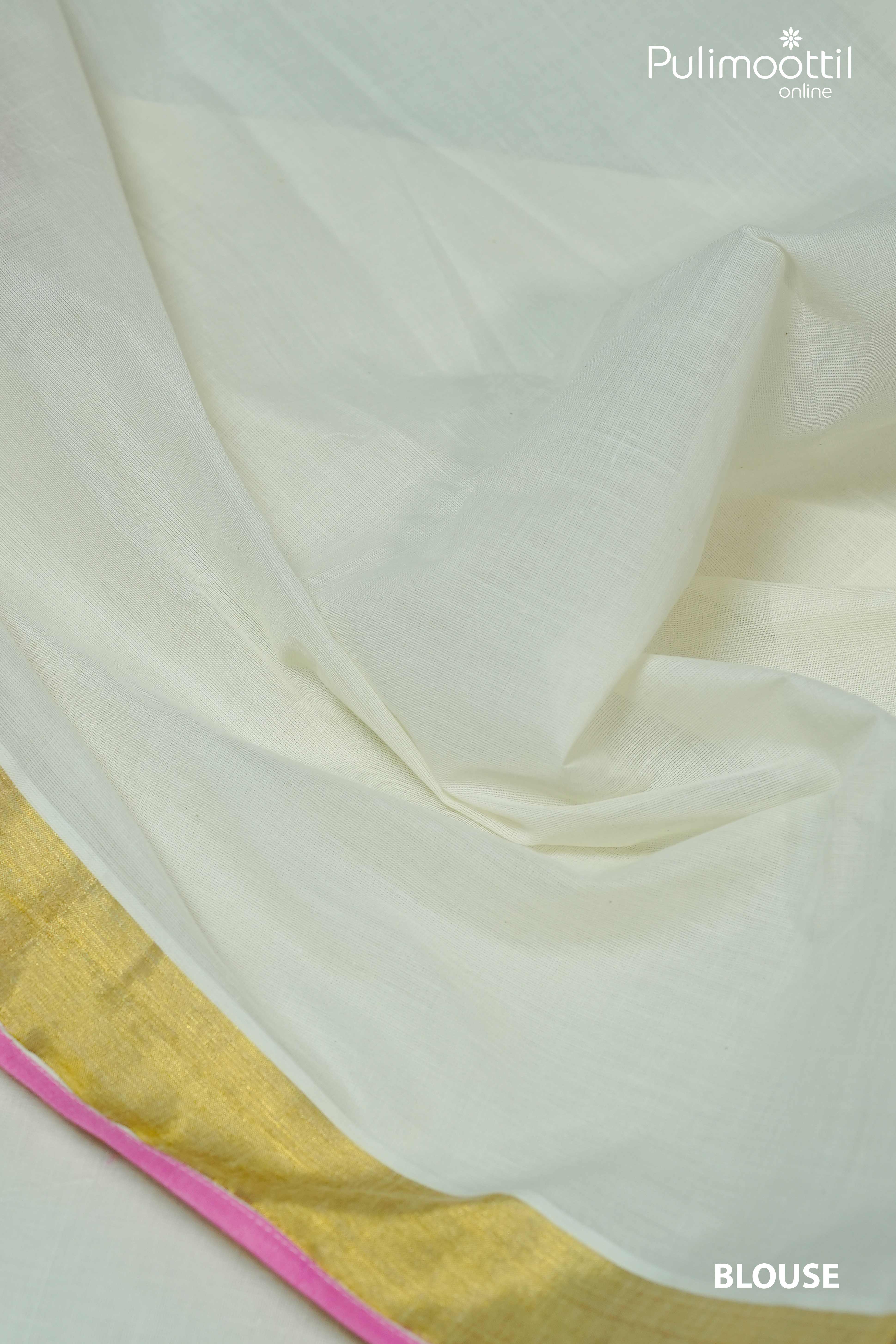 Off white colour Kerala Traditional Set Saree.