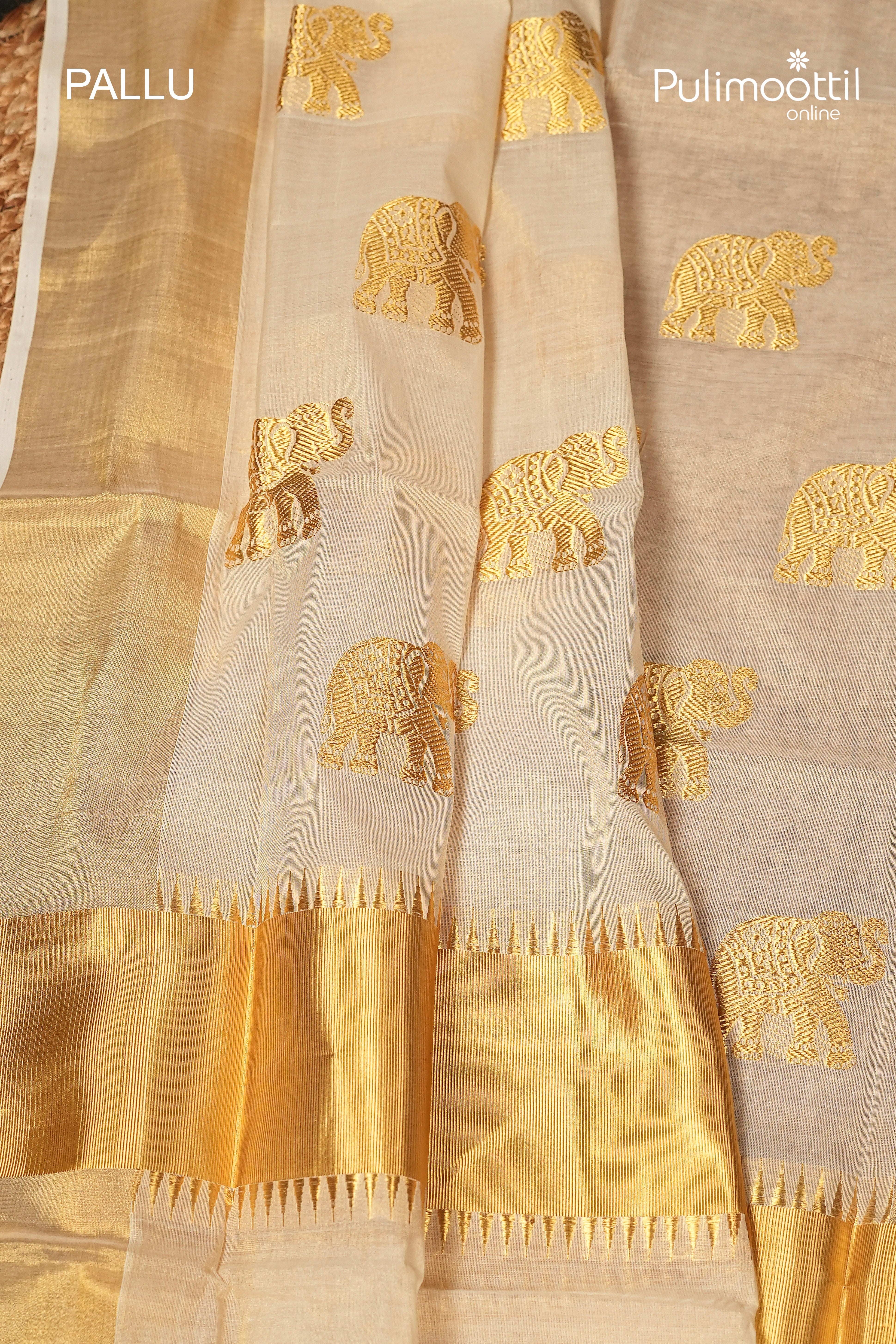 Kerala Traditional Golden Tissue Handloom Set Saree