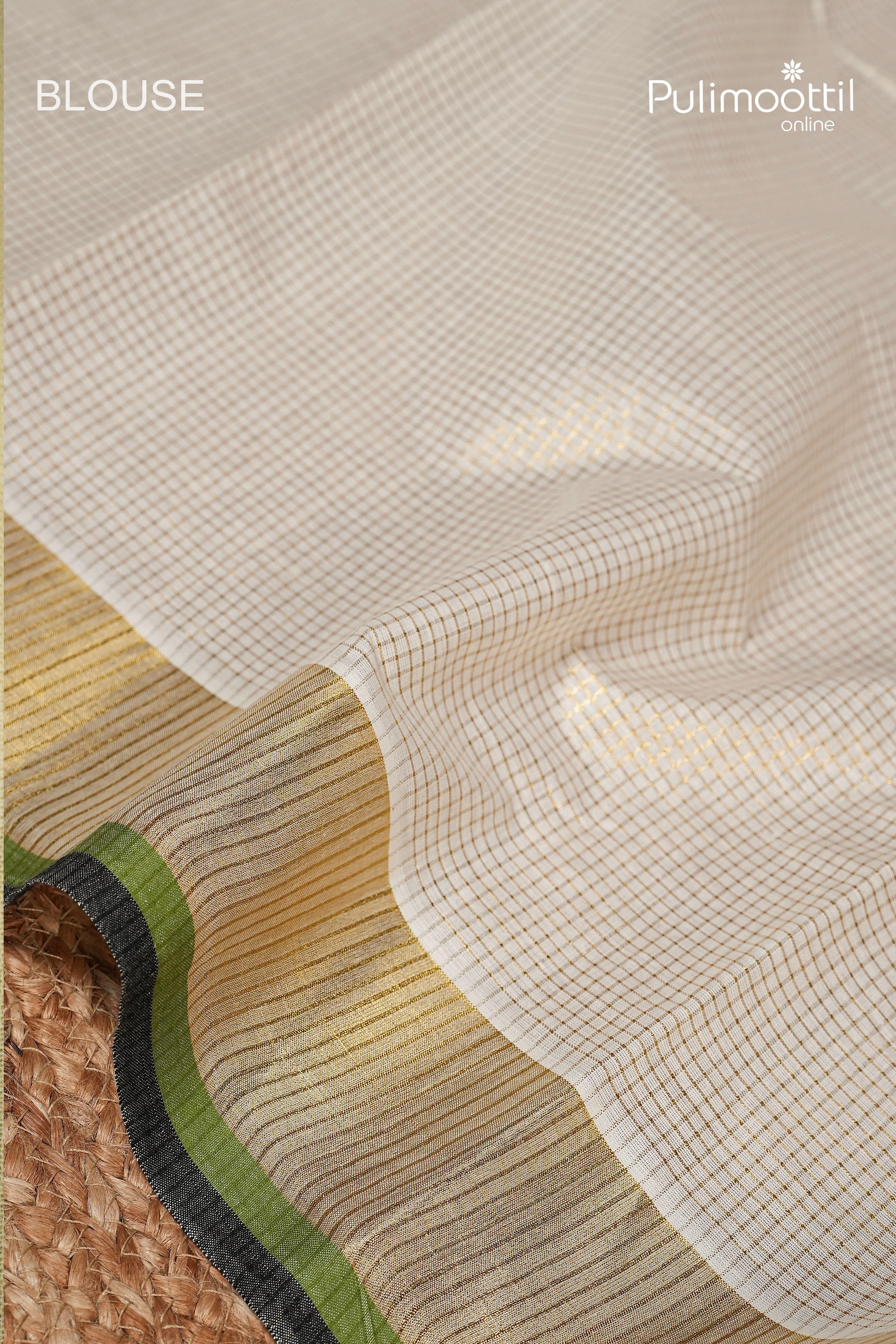 OffWhite Colour Kerala Traditional Golden Tissue Set Saree