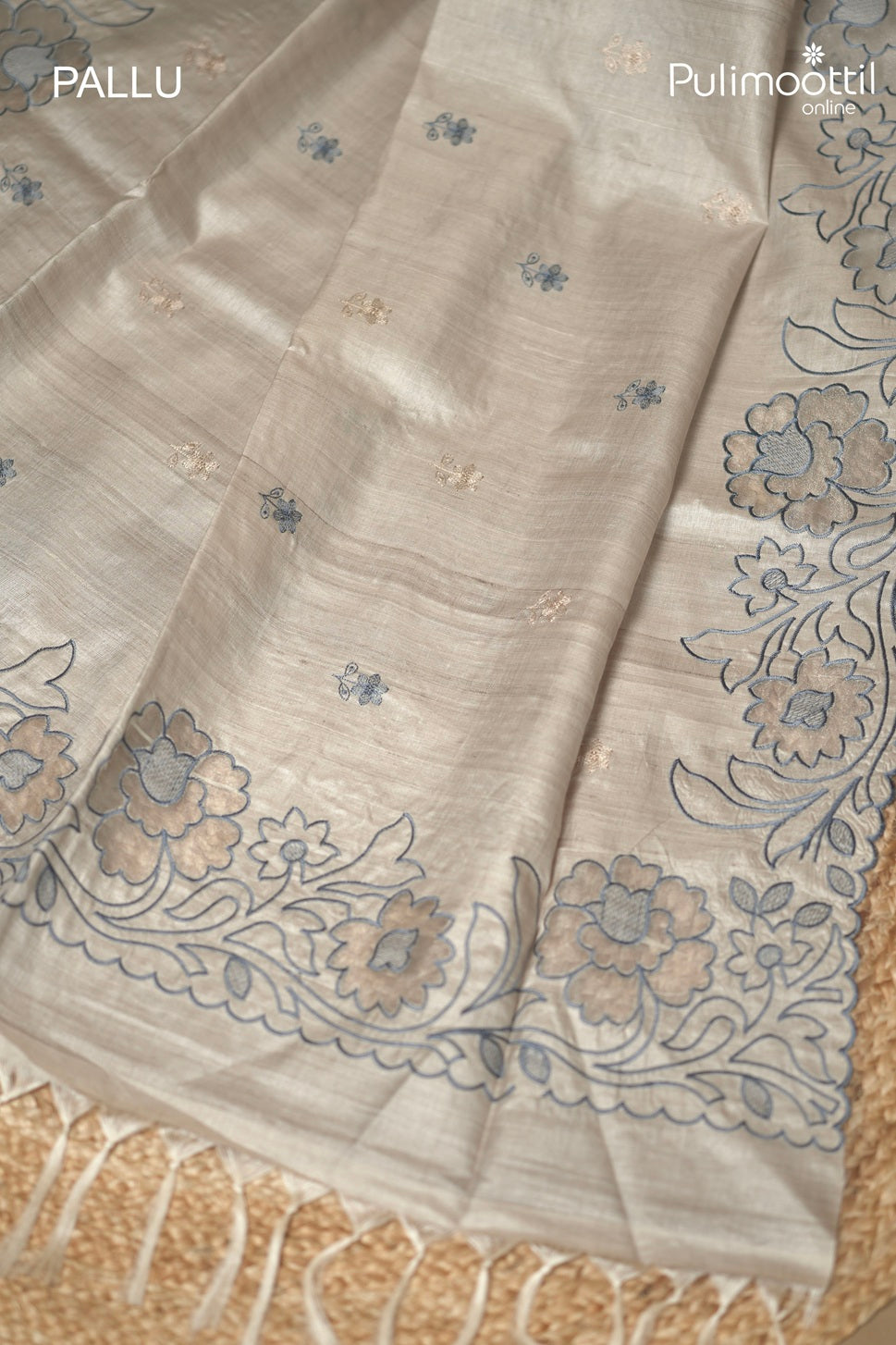 Ivory Colour Tussar Silk Saree