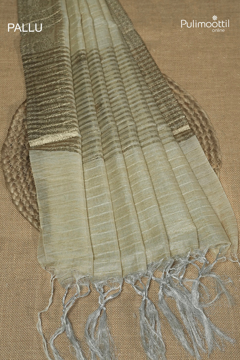 Cream Colour Semi Tissue Saree
