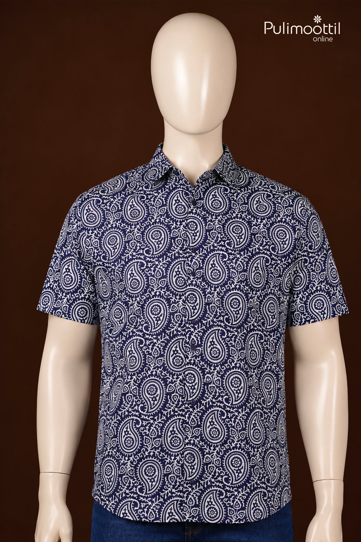 Deep Navy Blue Color Half Sleeve Mens Shirt