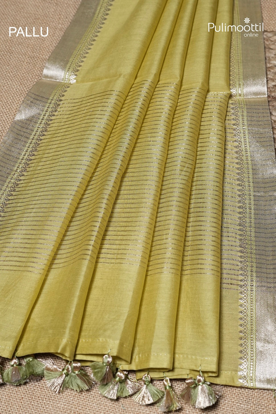 Light Olive Colour Semi Chanderi Saree