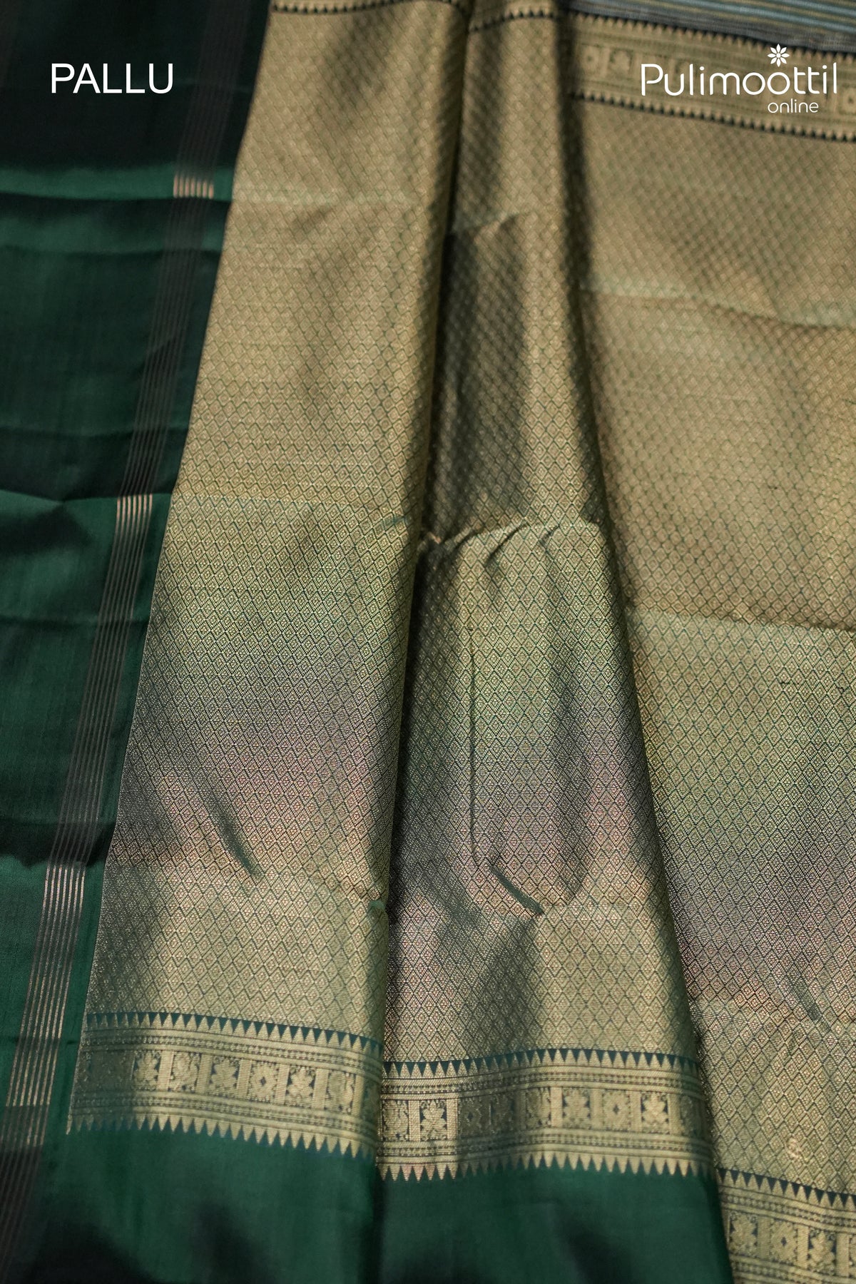 Bottle Green Colour Kanchipuram Designer Saree