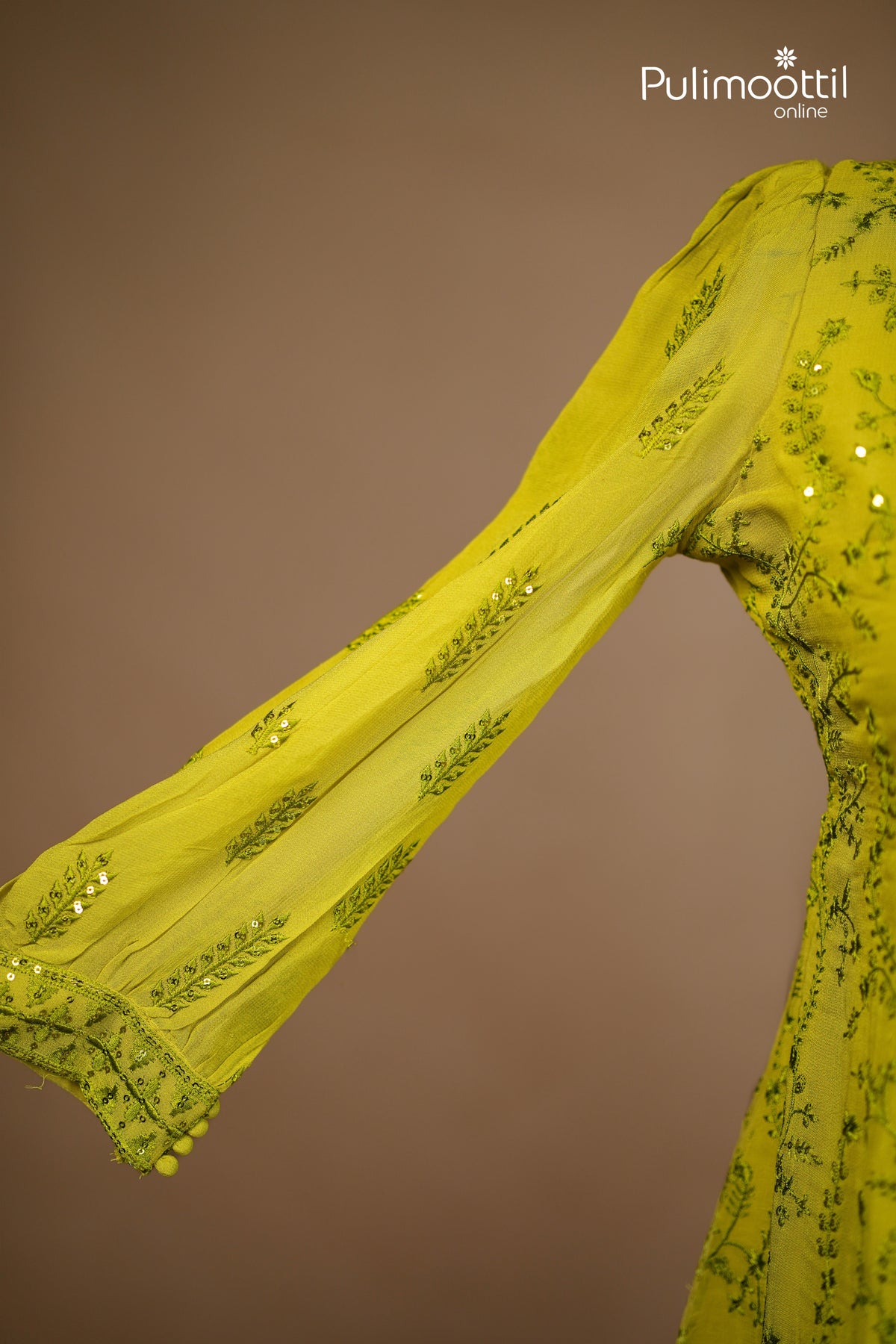 Acid Green Colour Georgette Sharara set