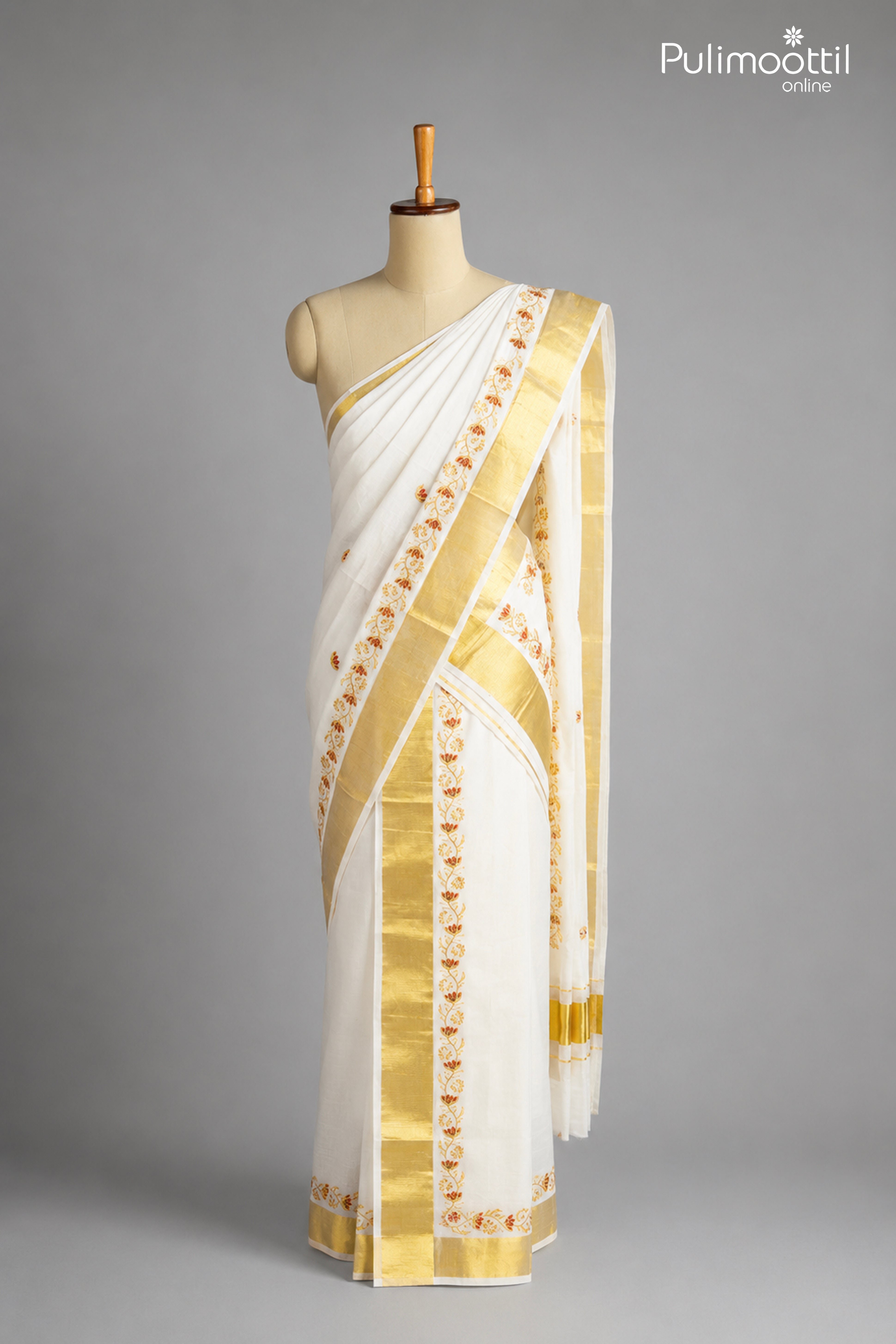 Onam Special Kerala Traditional Plain with Golden Tissue Set Dhoti