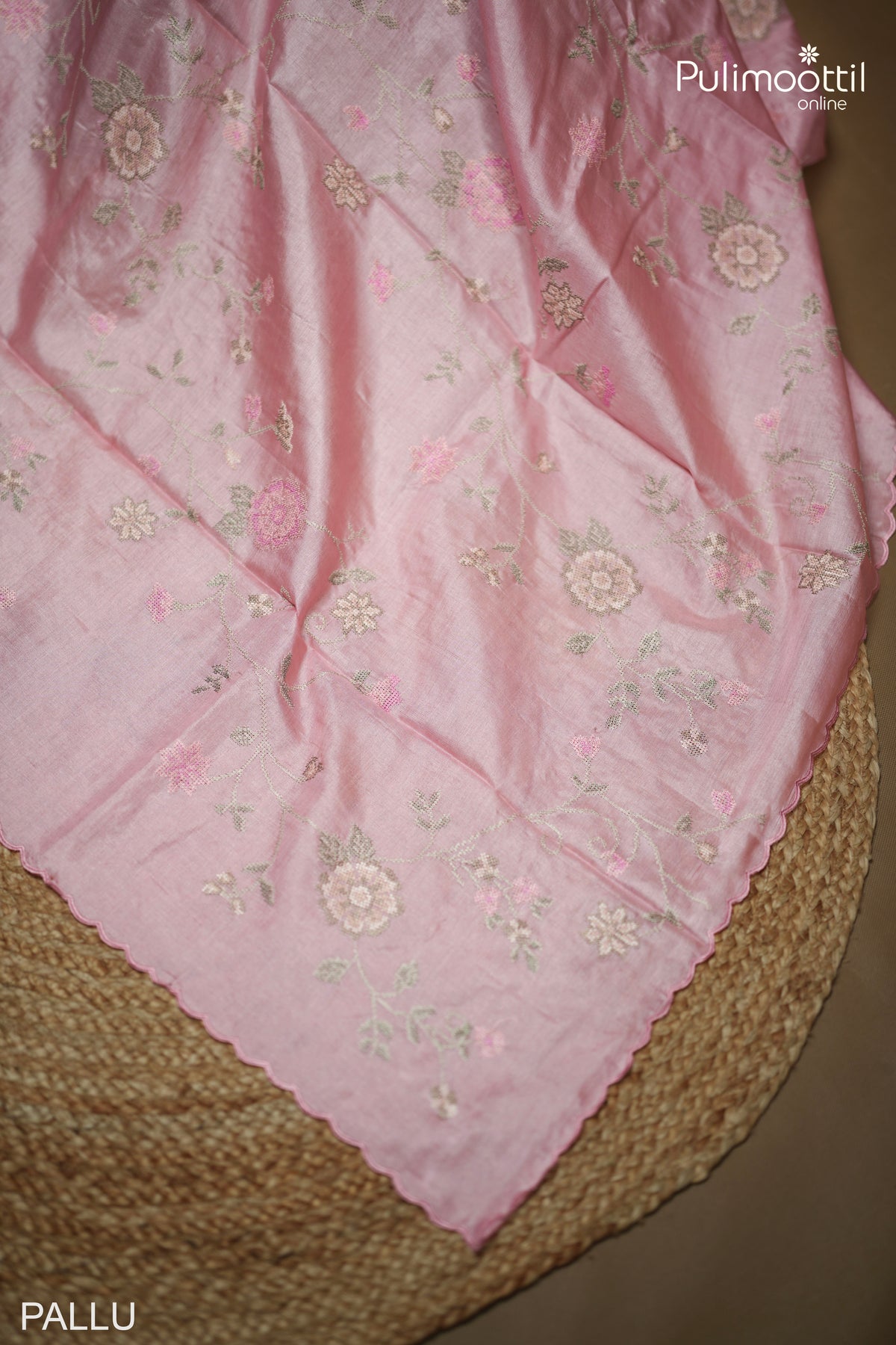 Pastel Pink Colour Tussar Silk Saree