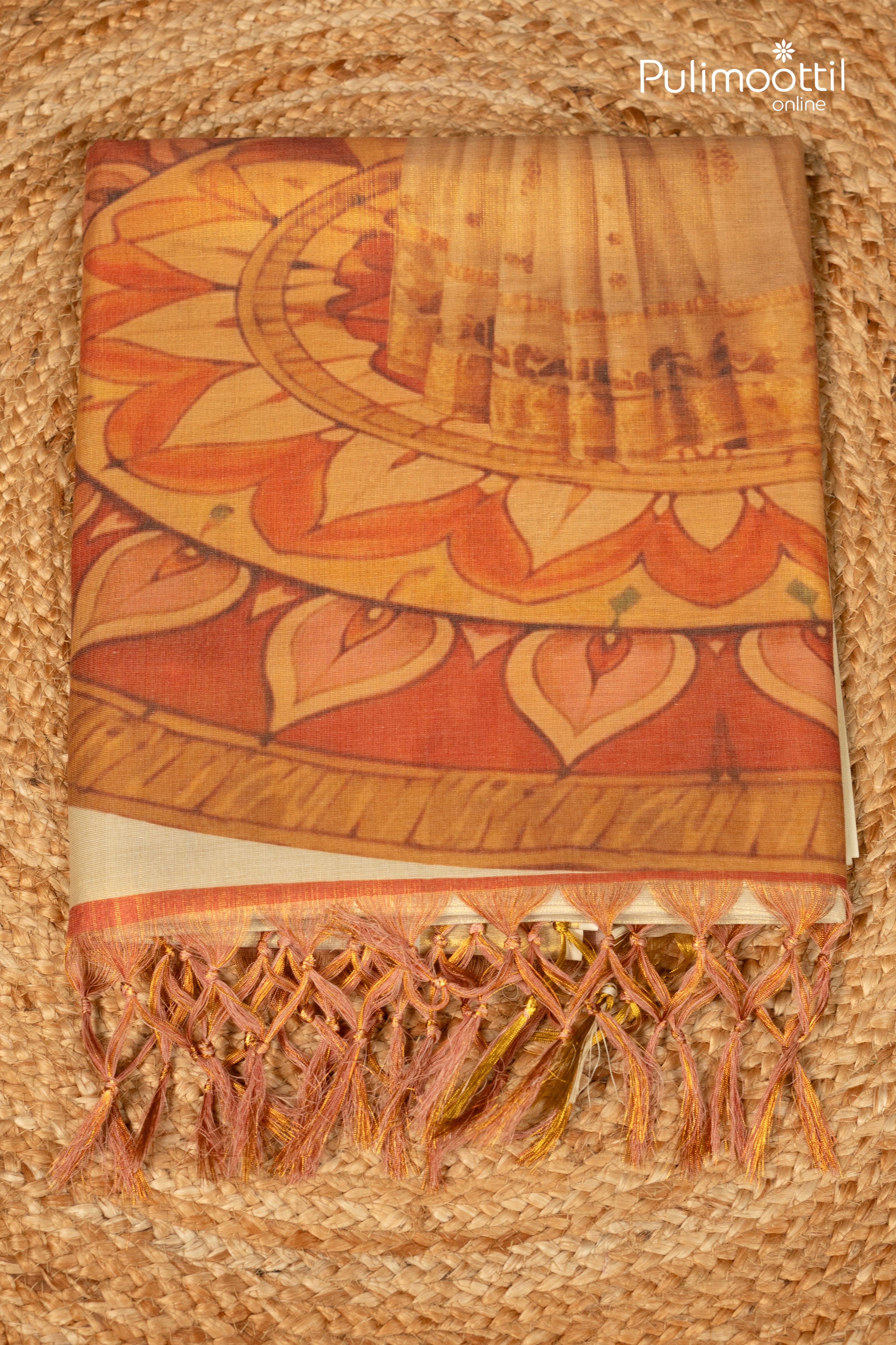 Kerala Traditional Golden Tissue Set Saree