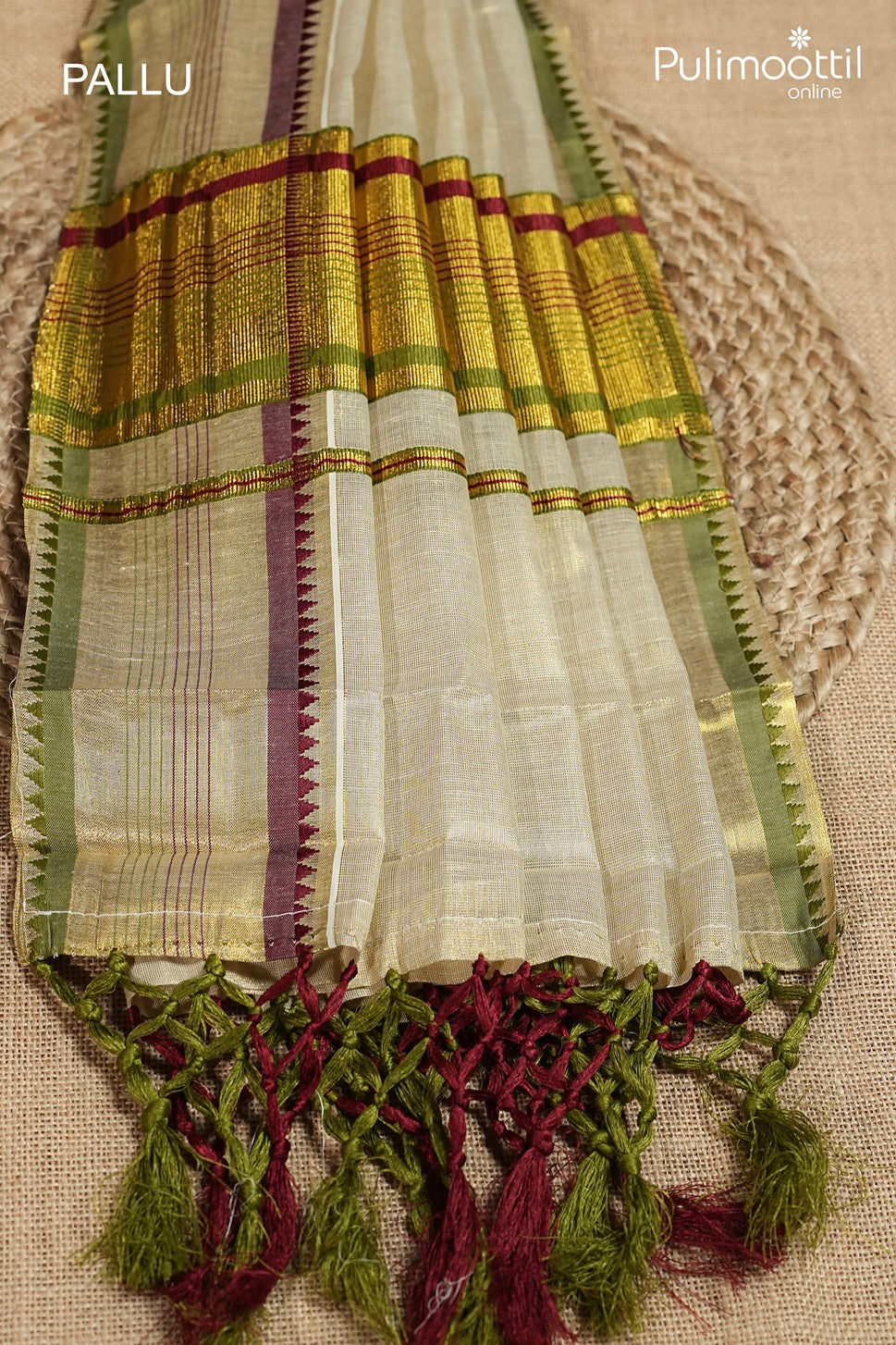 Kerala Traditional Golden Tissue Set Saree