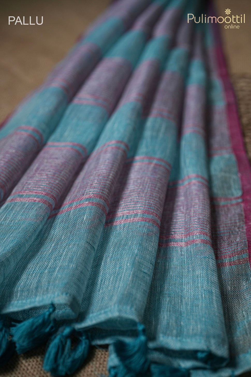 Sky Blue Colour Linen Saree.
