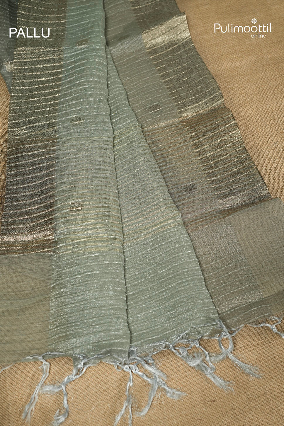 Light Pista Green Colour Semi Tissue Saree