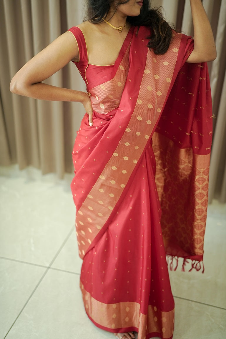 Red Colour Pure Silk Saree
