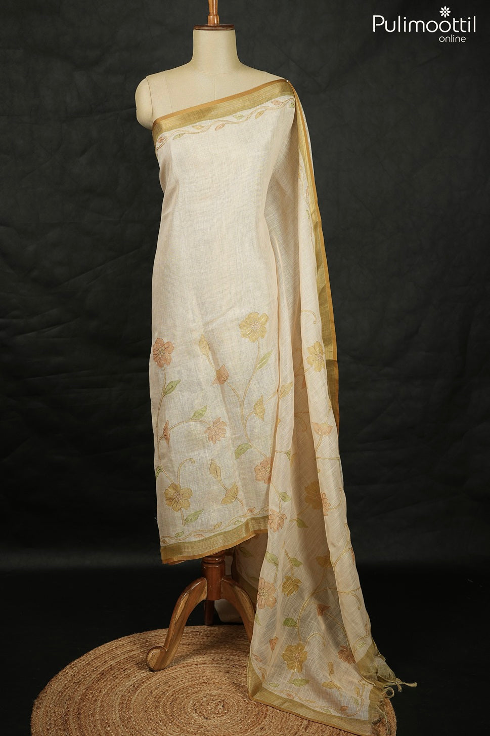 Onam Special Traditional Linen Tissue Saree
