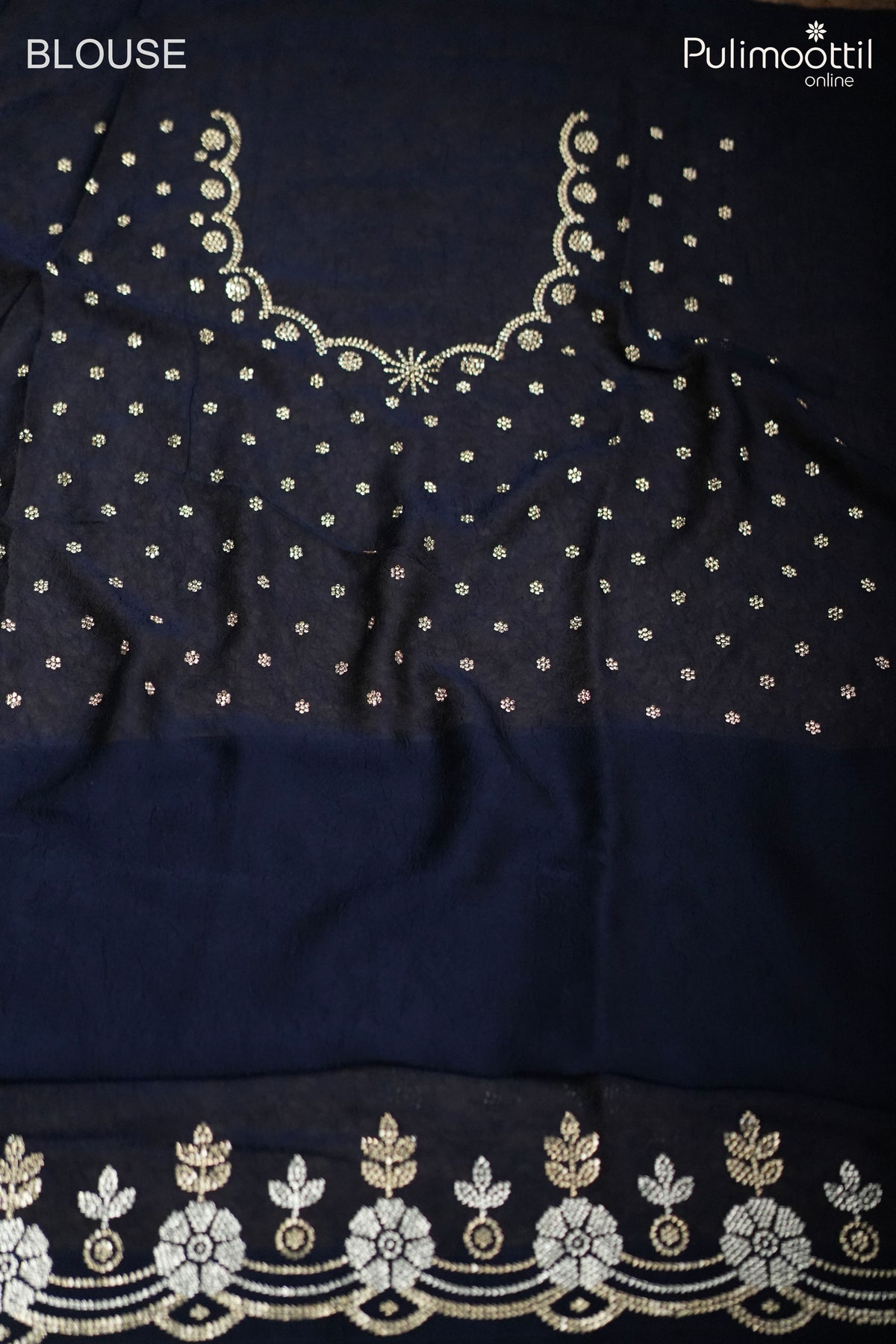 Blue Color Crushed Georgette Fancy Saree