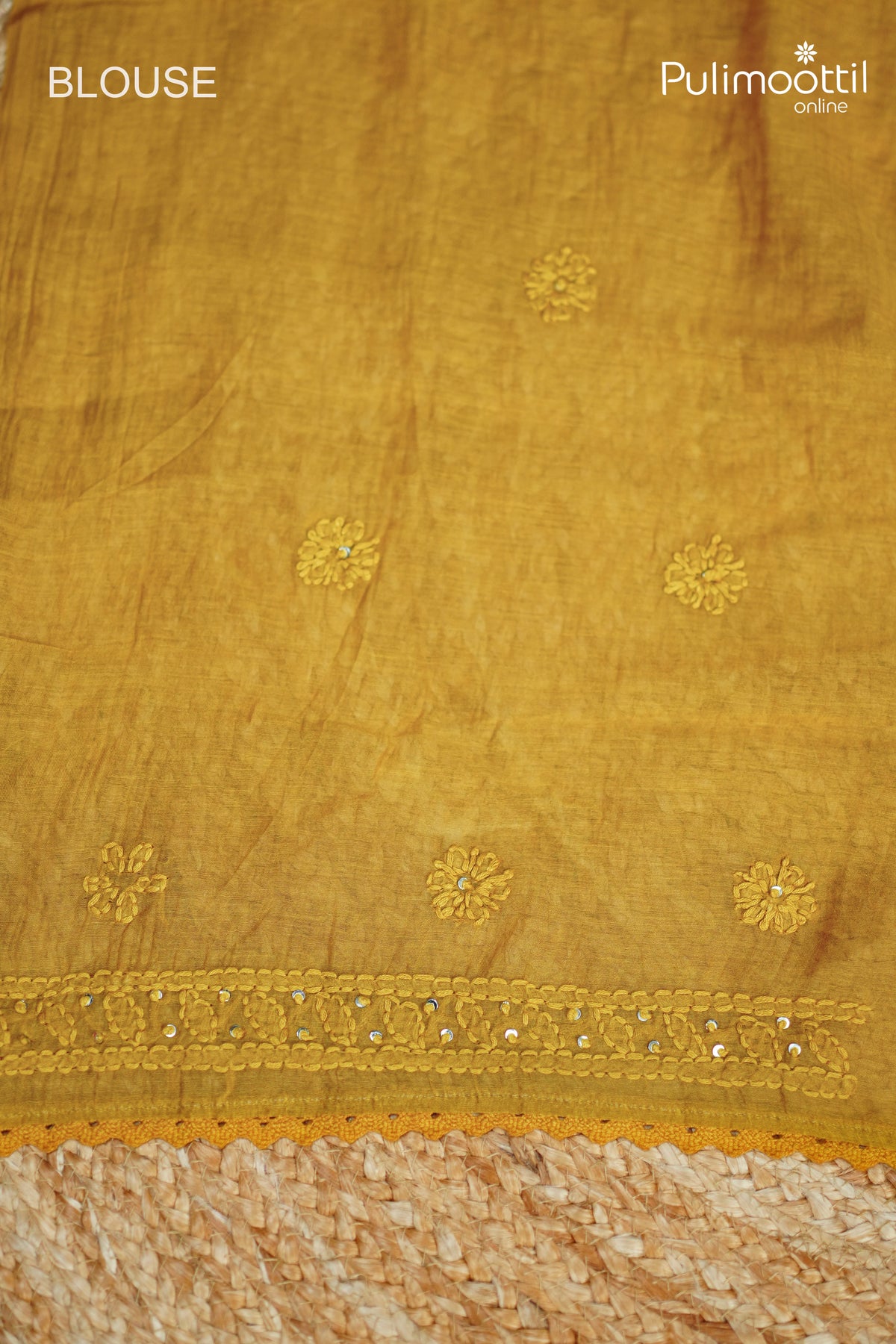 Mustard yellow Colour Chanderi Saree