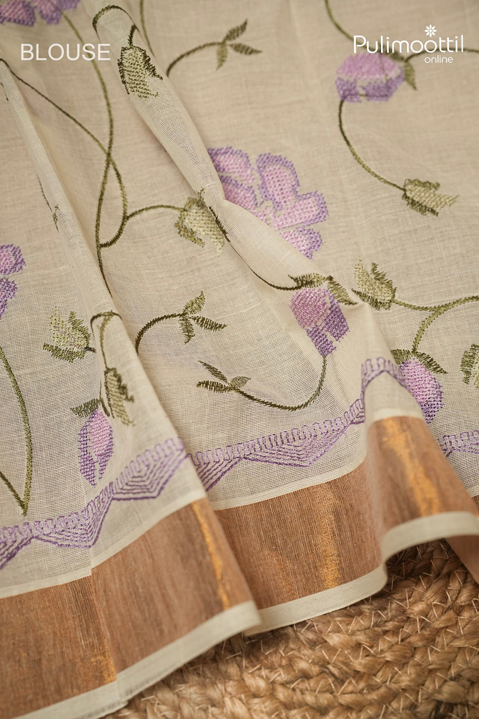 Offwhite Colour Kerala Traditional Cotton Set Saree