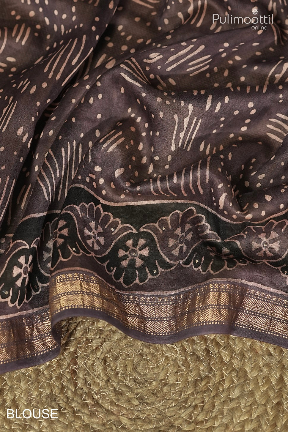 Black Colour Chanderi Silk Saree