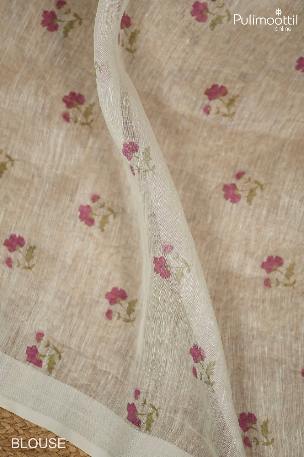 Off White Colour Lenin Silk Saree