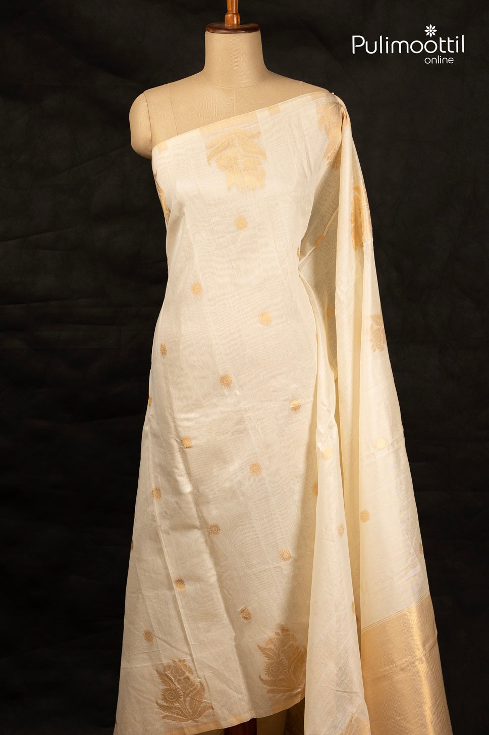 Offwhite Colour Semi Chanderi Traditional Saree