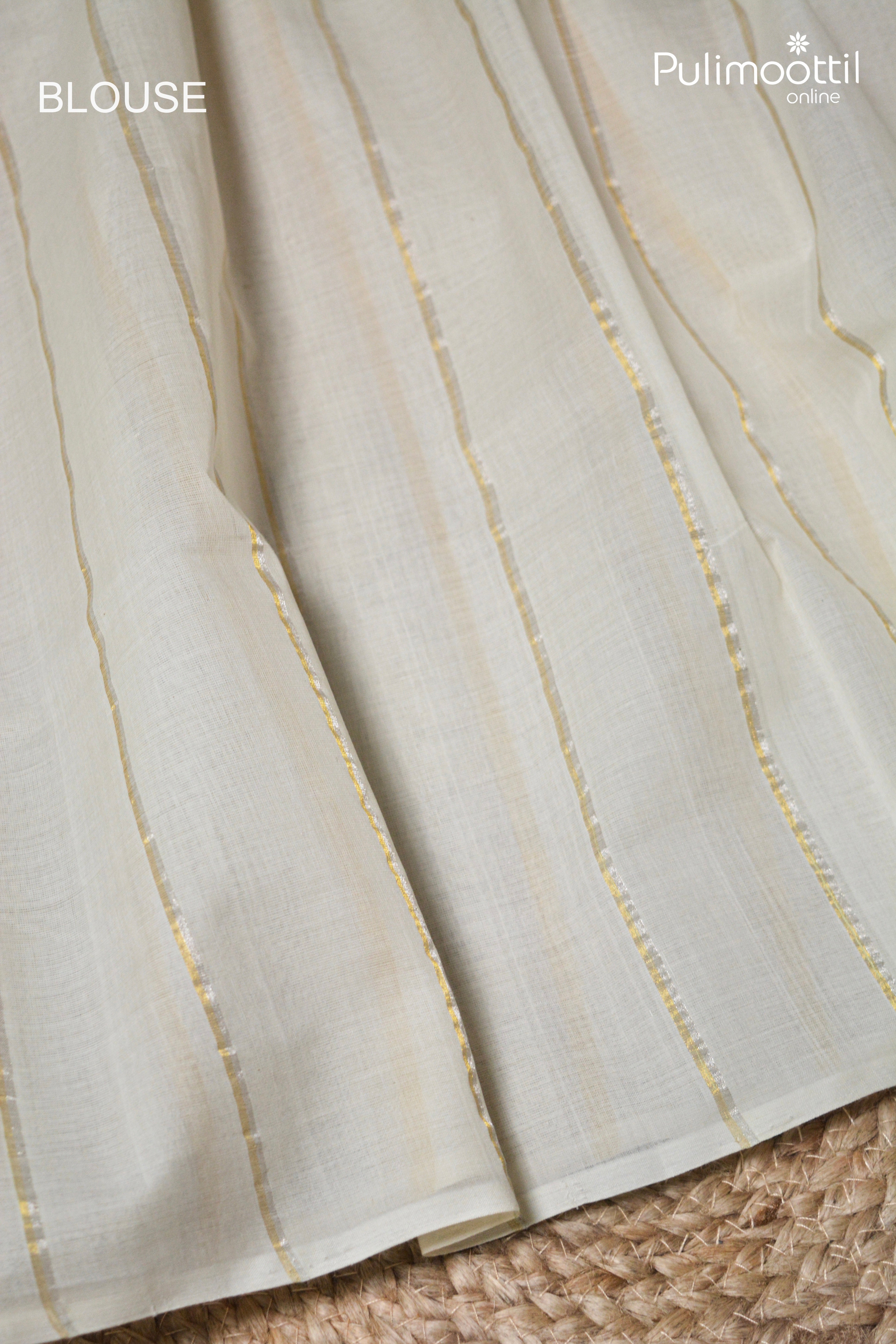 Cream colour Cotton Handloom Saree