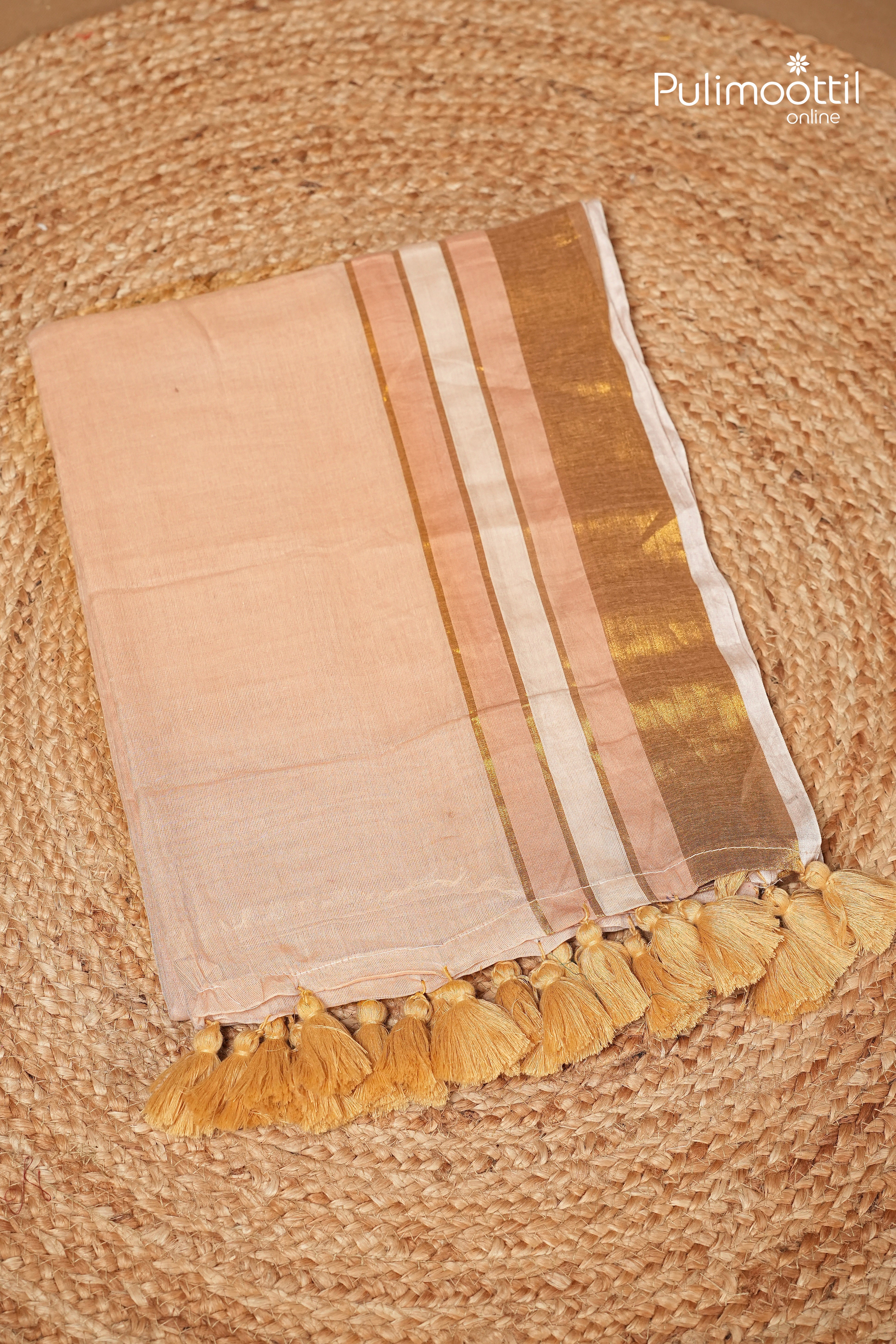 Apricot Colour Mul Cotton Saree