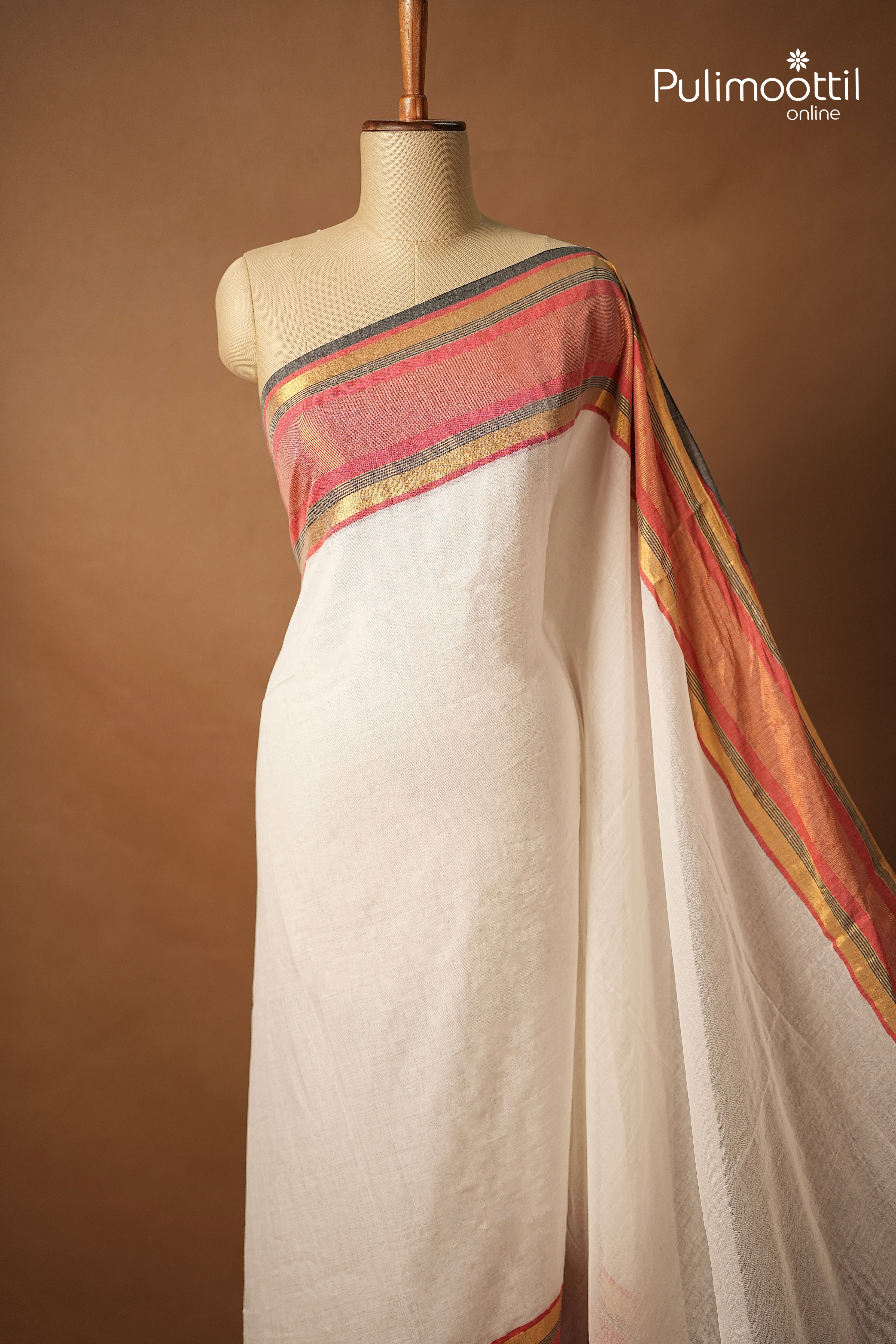 White Colour Mul Cotton Saree