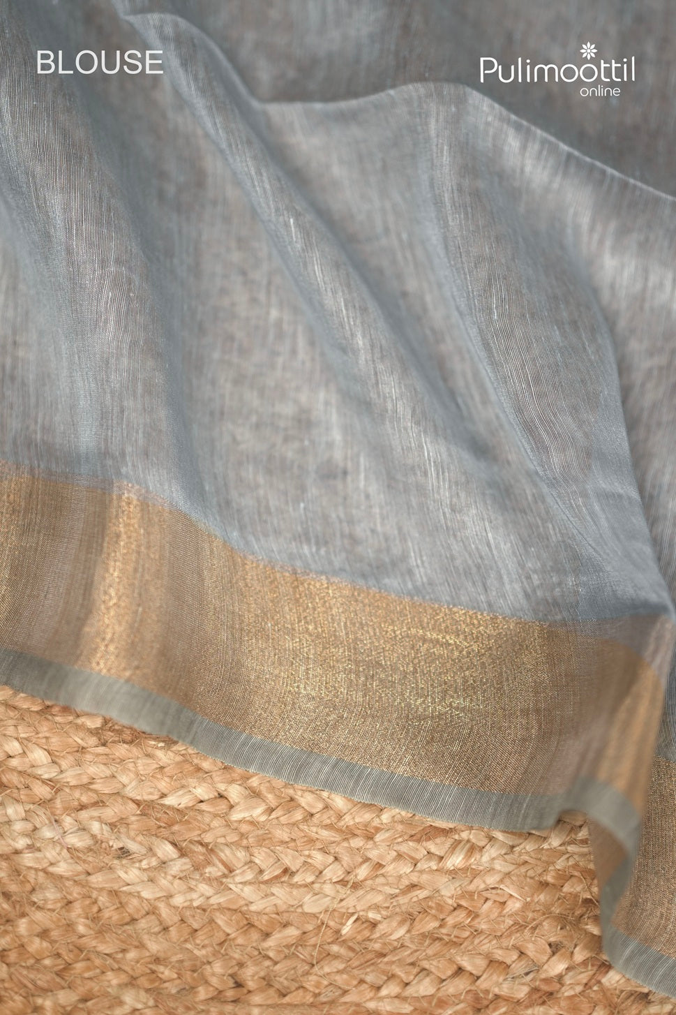 Ash Blue Colour Linen Silk Saree
