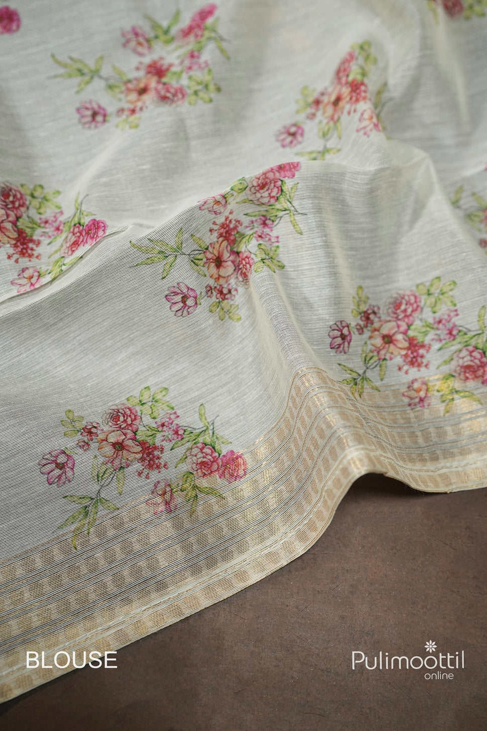 Off White Colour Semi Chanderi Traditional Saree