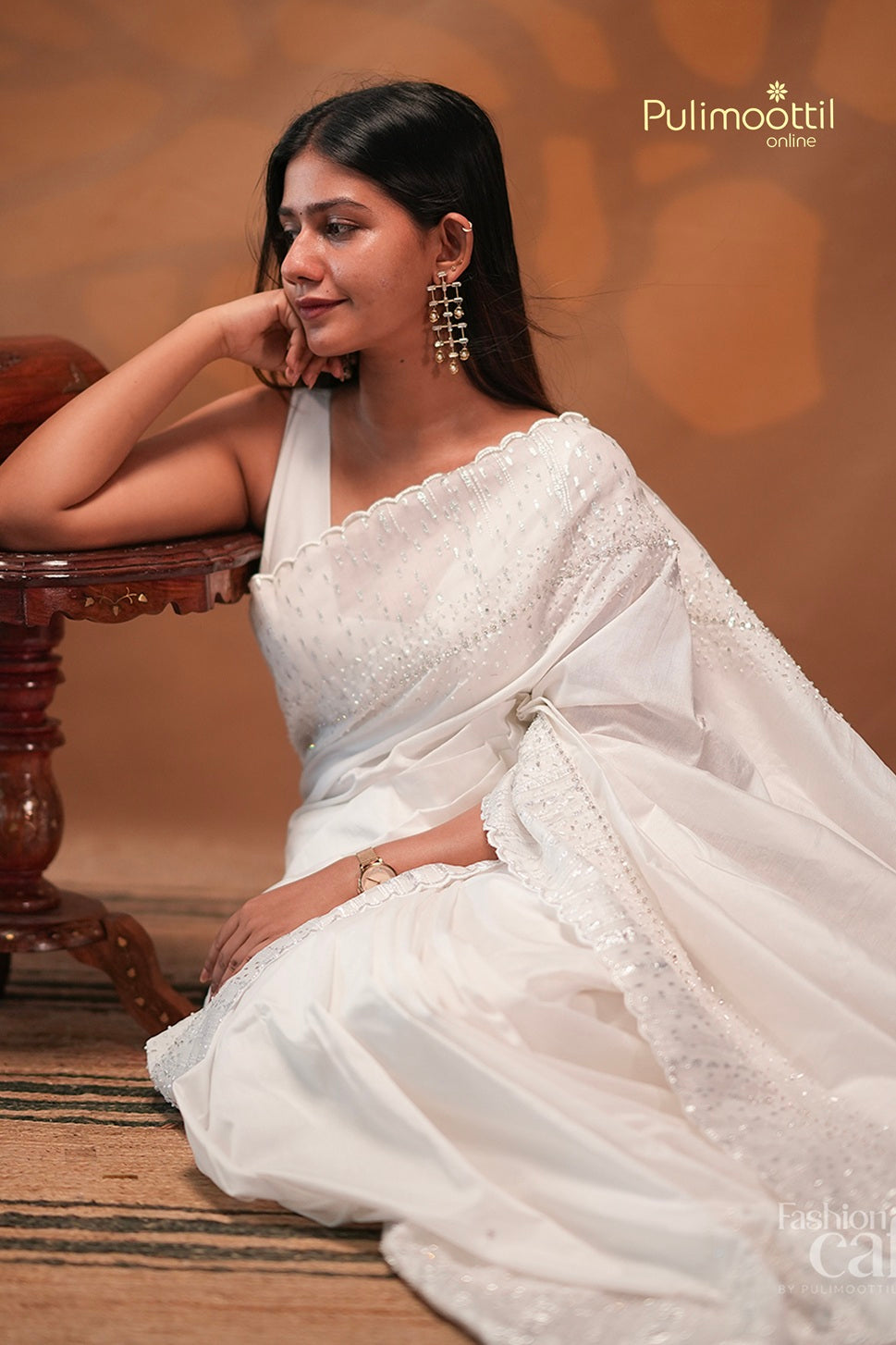 White Colour Mal Chanderi Saree