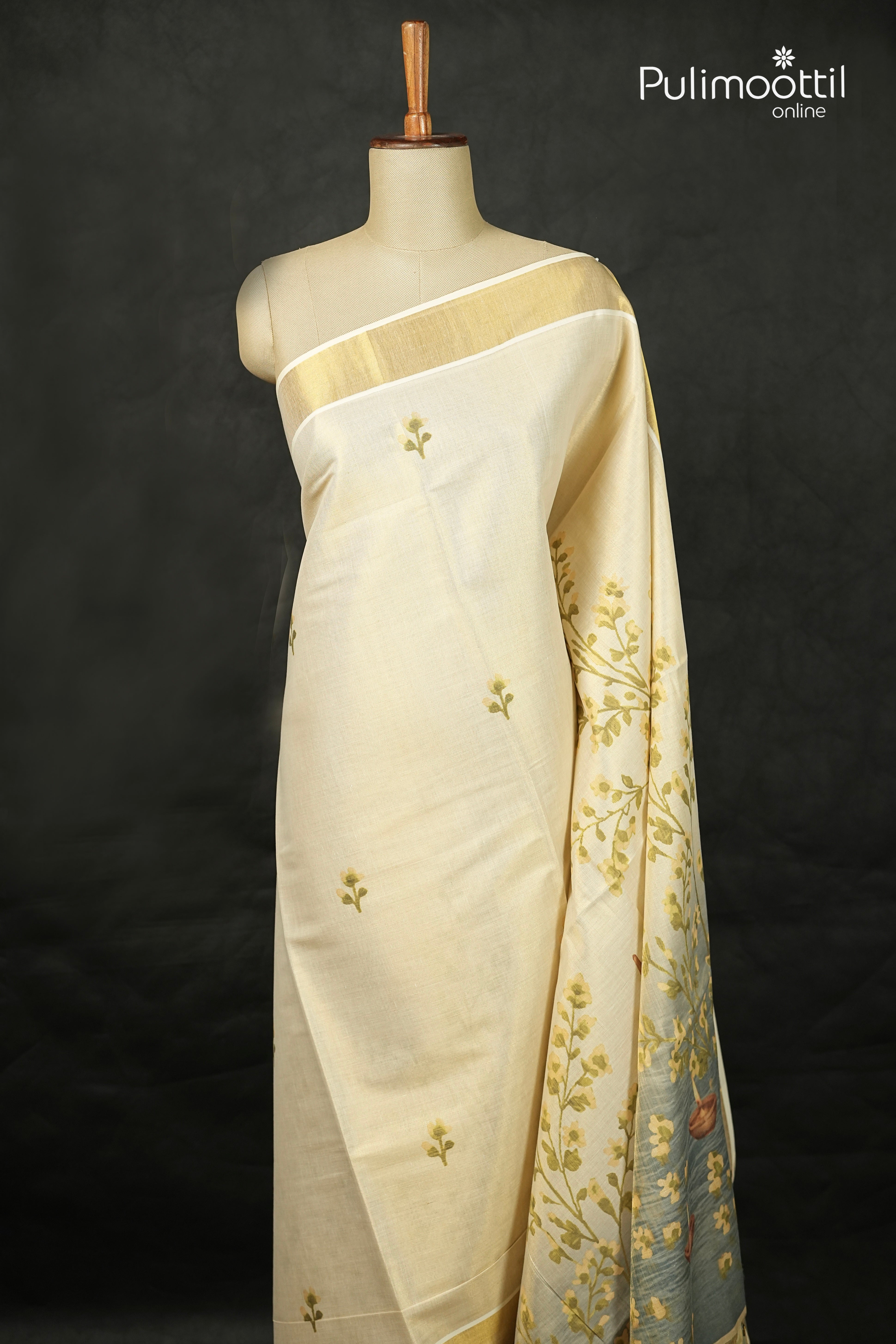 Kerala Traditional Golden Tissue Set Saree
