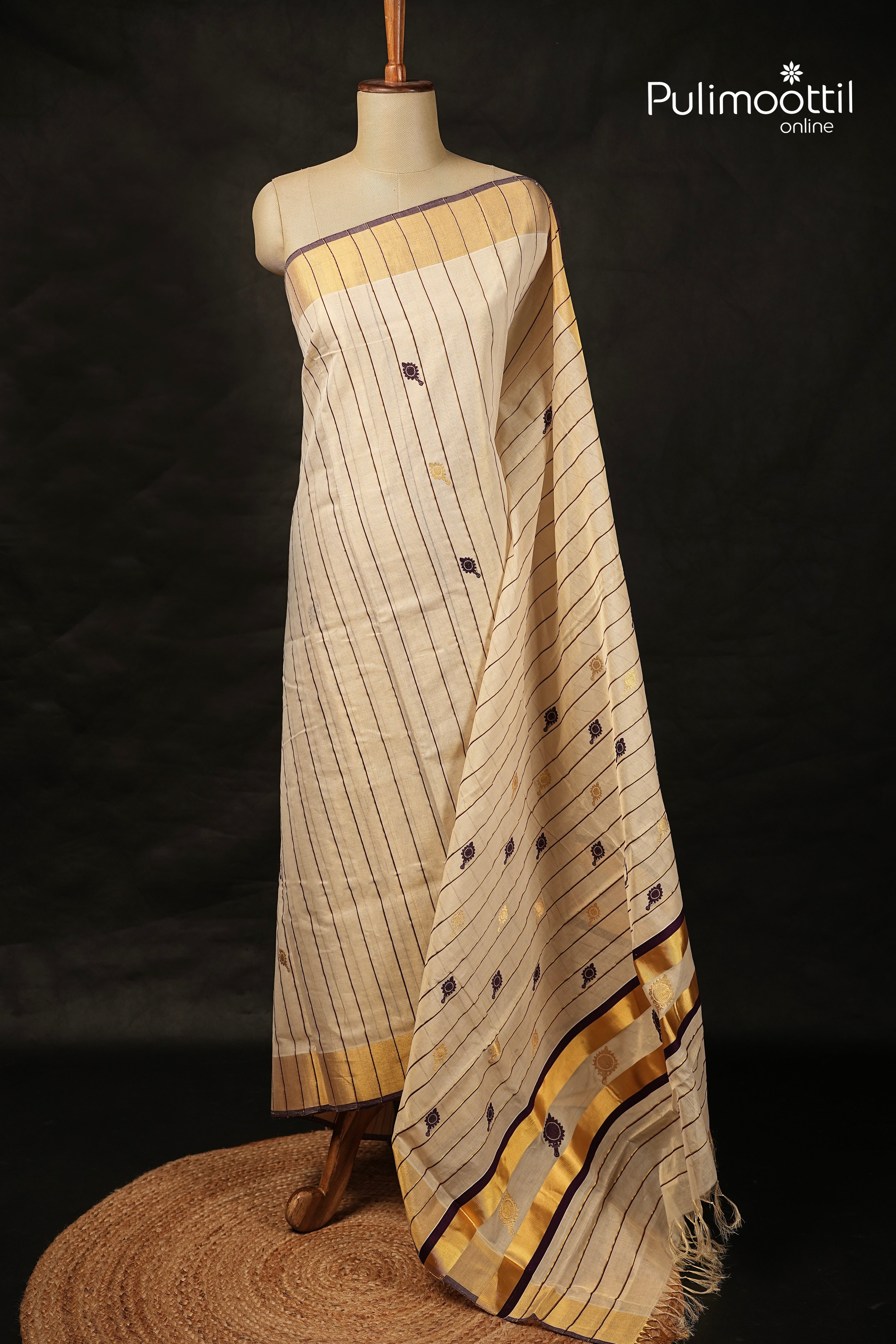Kerala Traditional Golden Tissue Handloom Set Saree
