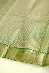 Golden Green Color Kanchipuram Soft Silk Saree