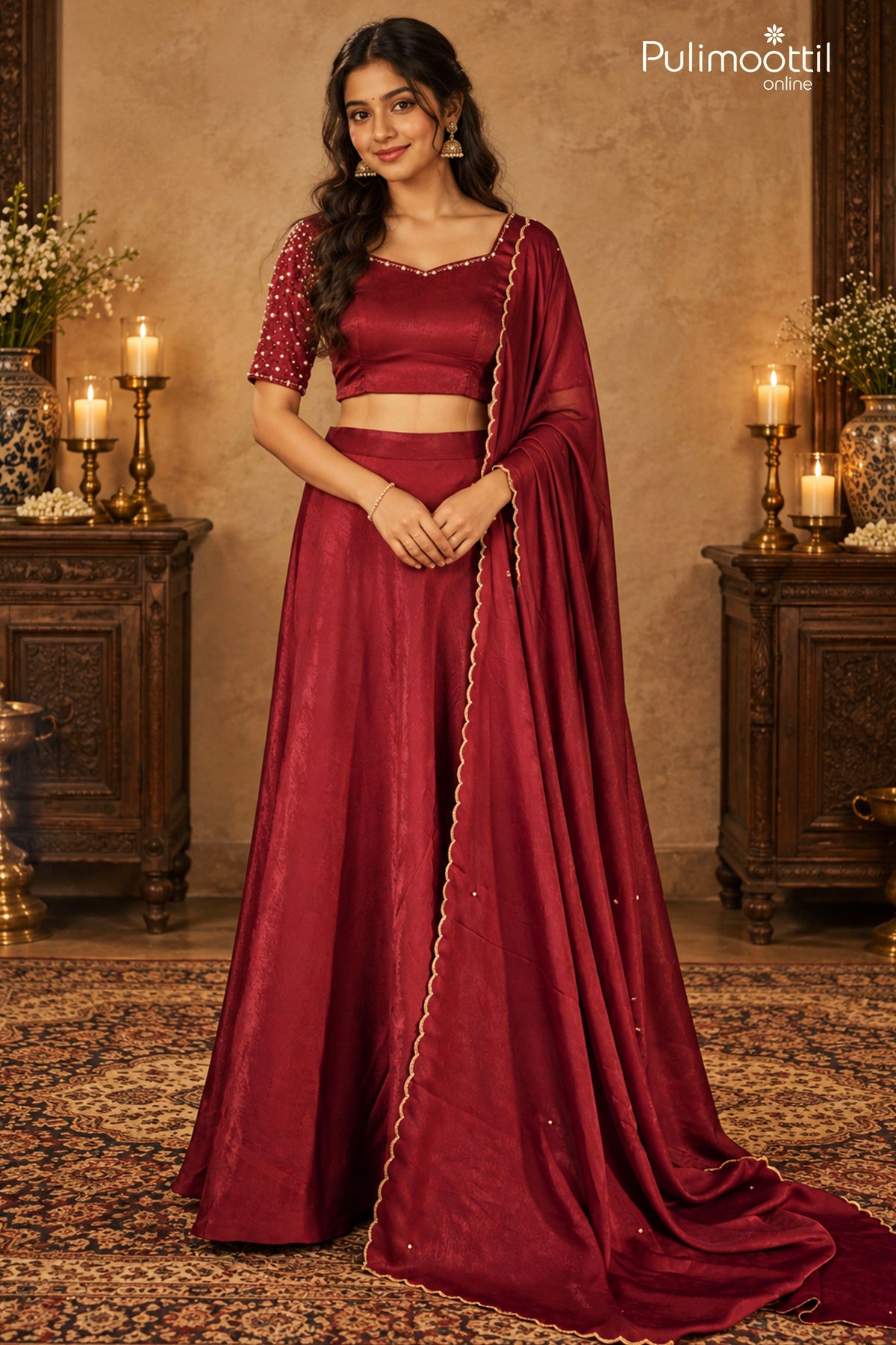 Maroon Color Readymade Lacha
