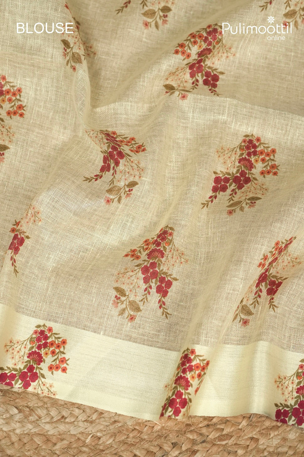 Cream Custard Linen Silk Saree