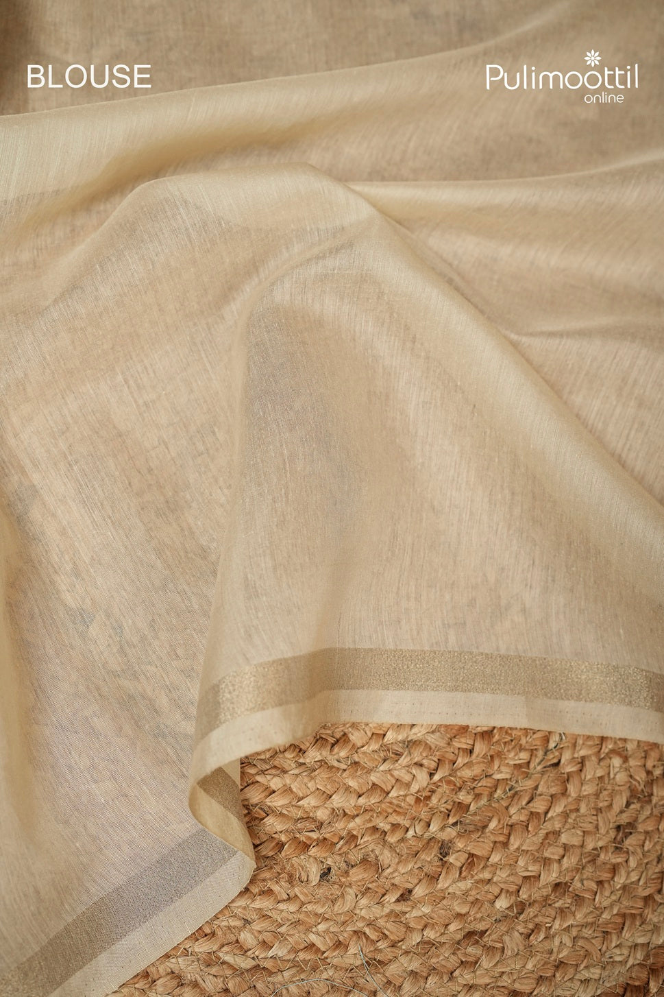 Ivory Colour Semi Chanderi traditional Saree