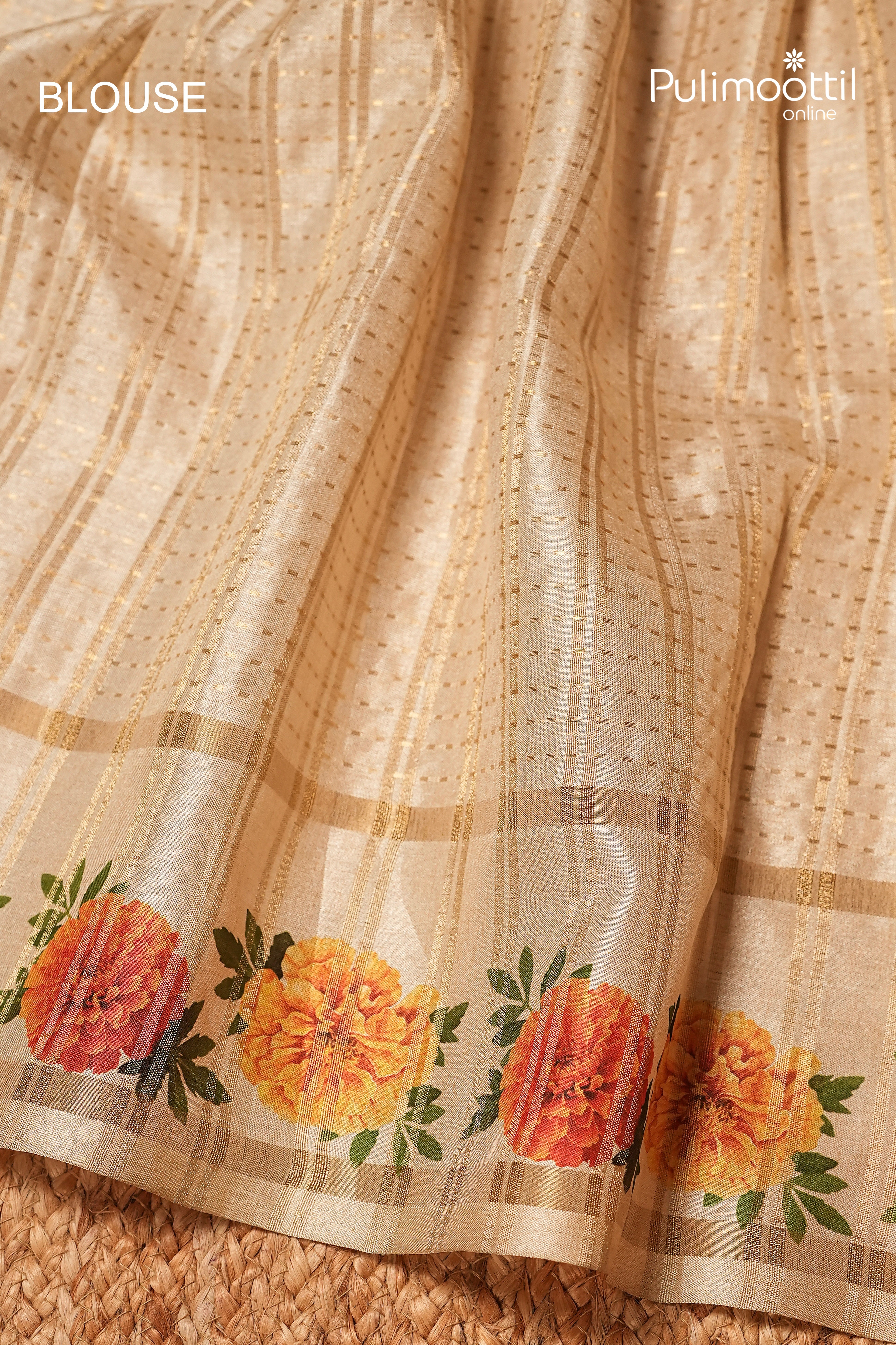 Ivory Colour Semi Jute Traditional Saree