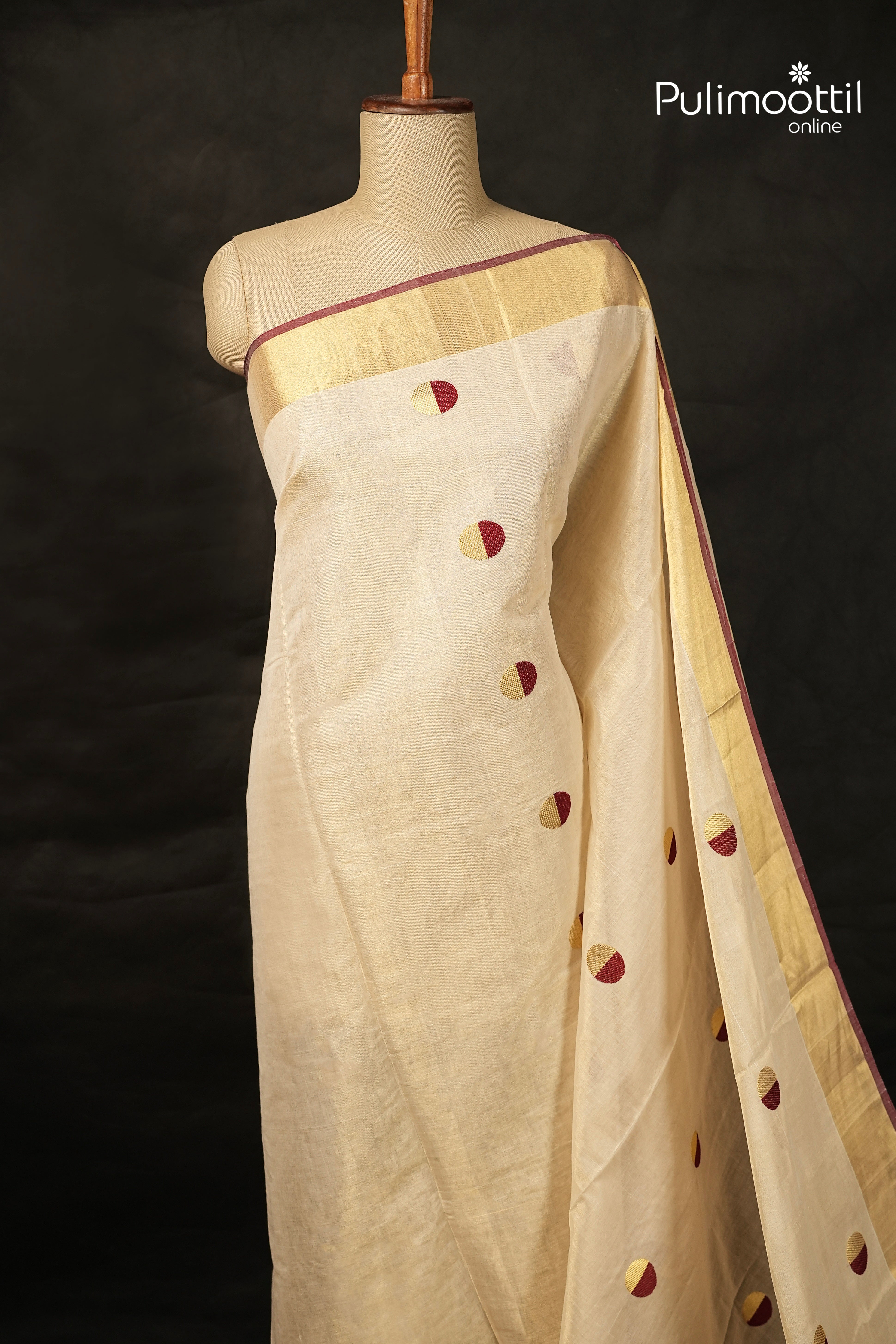 Kerala Traditional Golden Tissue Handloom Set Saree