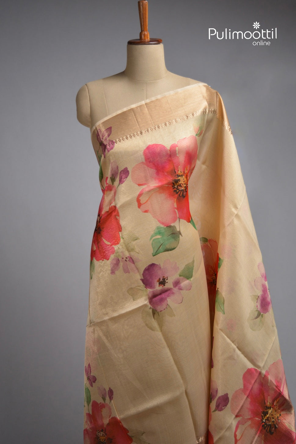 Light Golden Tissue Organza Traditional Saree