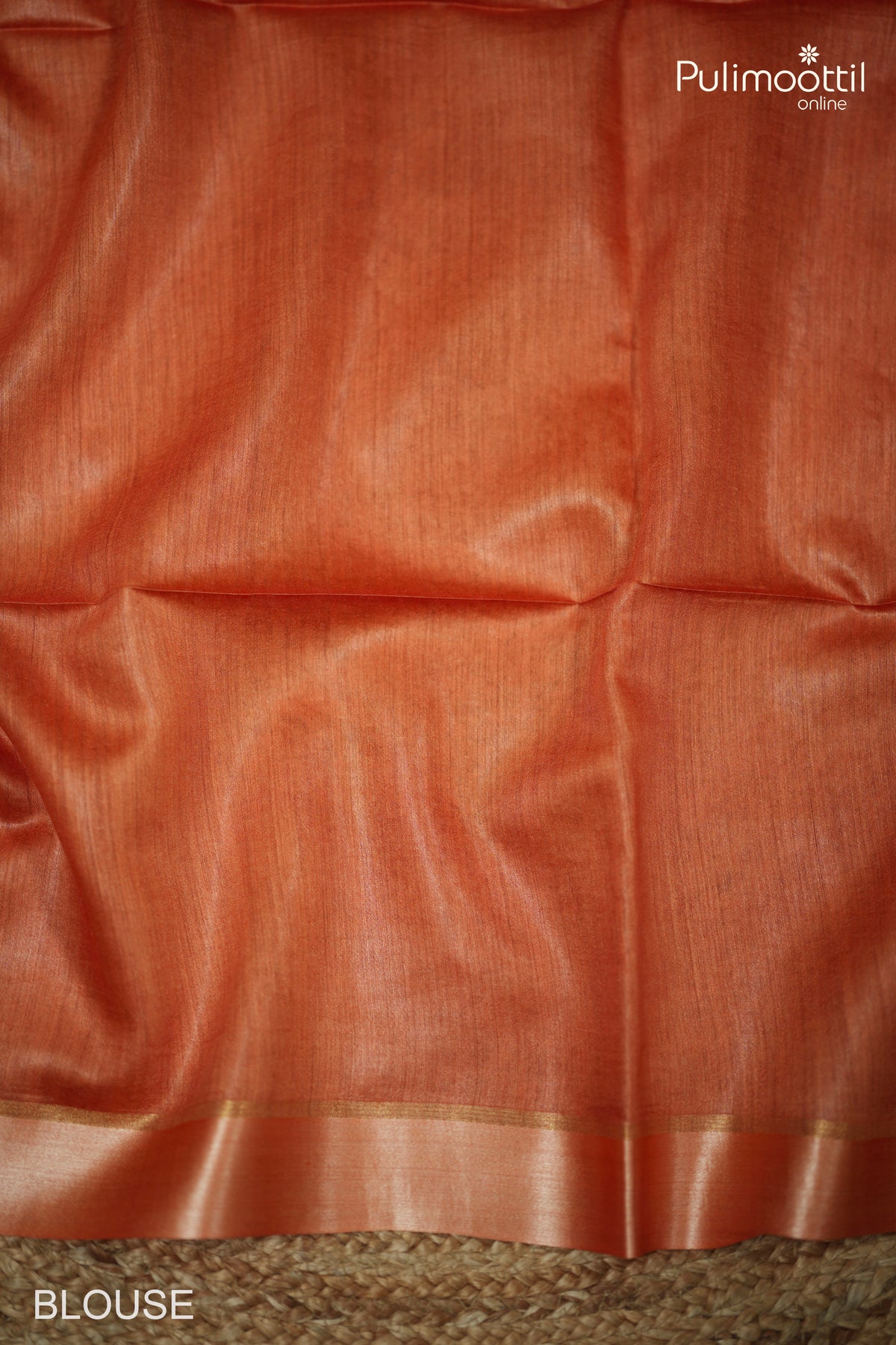 Rust Orange Colour Tussar Silk Saree