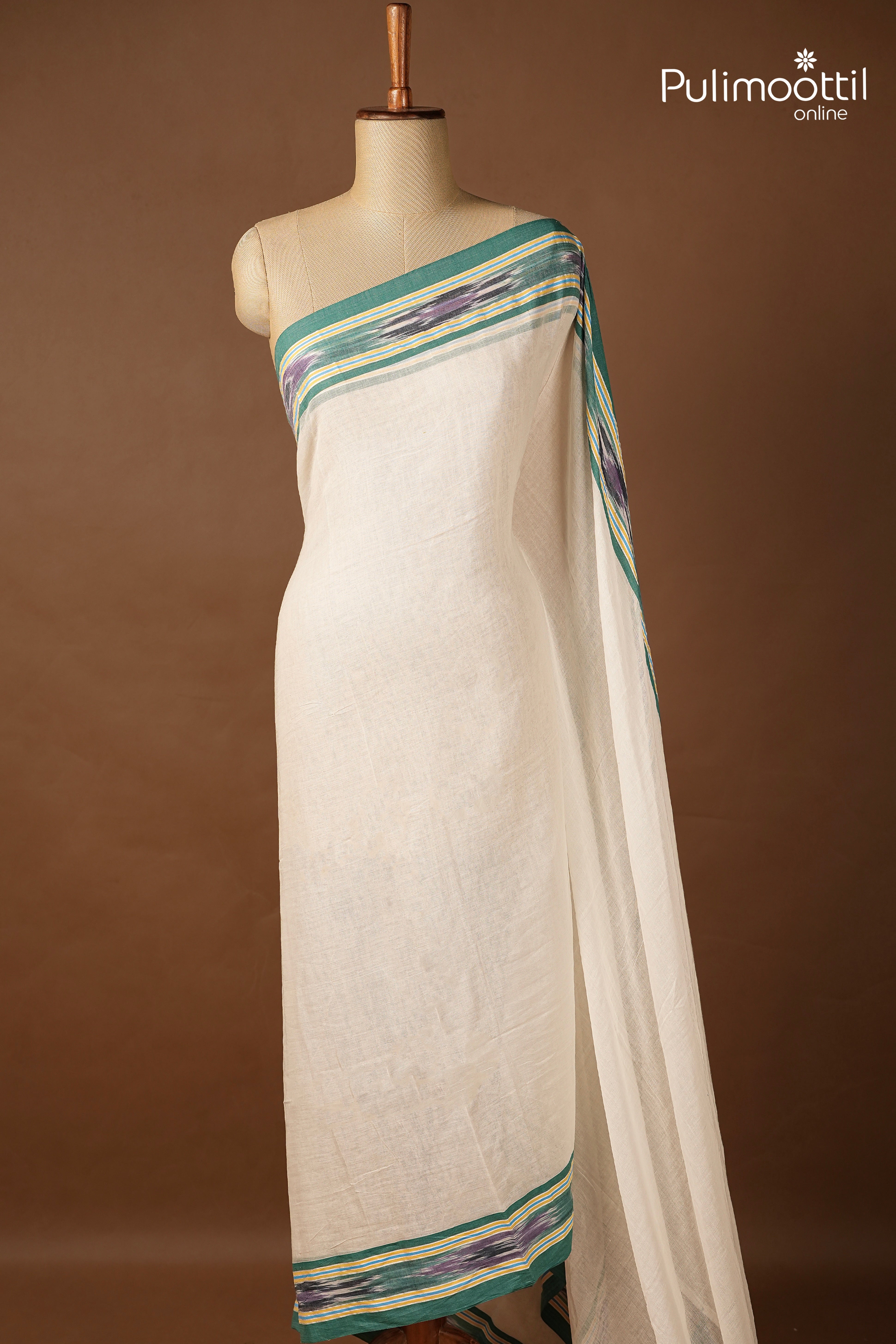 White Colour Mul Cotton Saree