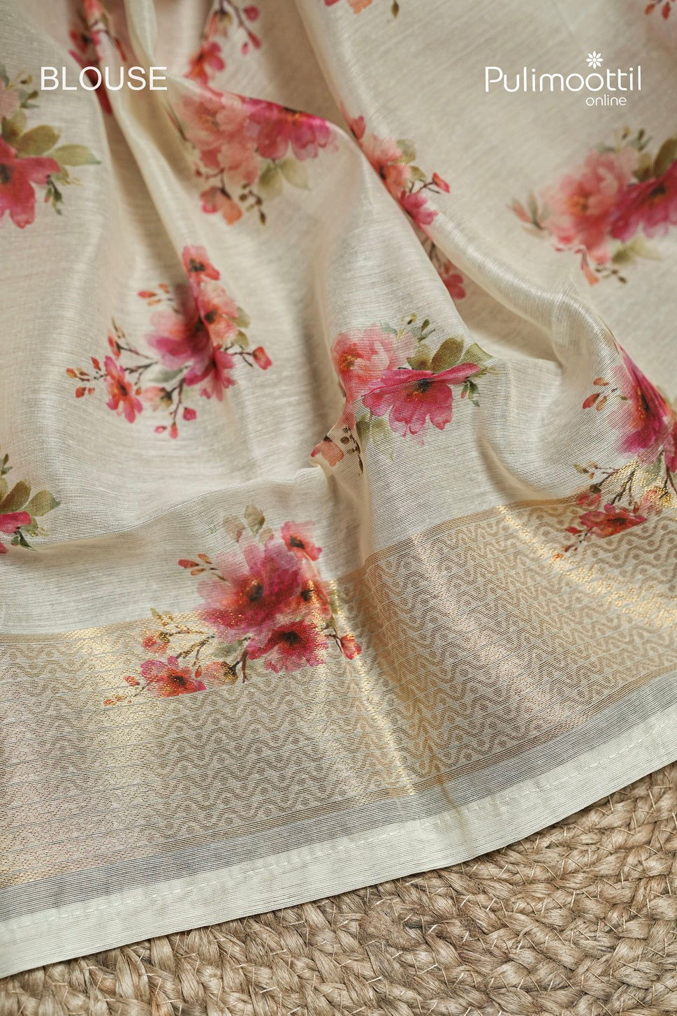 Off White Colour Semi Chanderi Traditional Saree