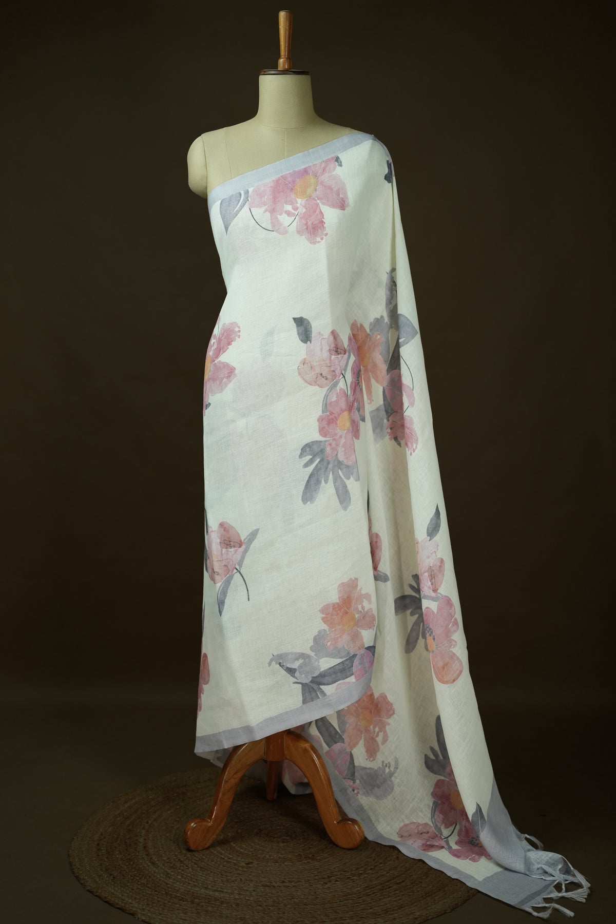 Off-White Colour Linen Saree