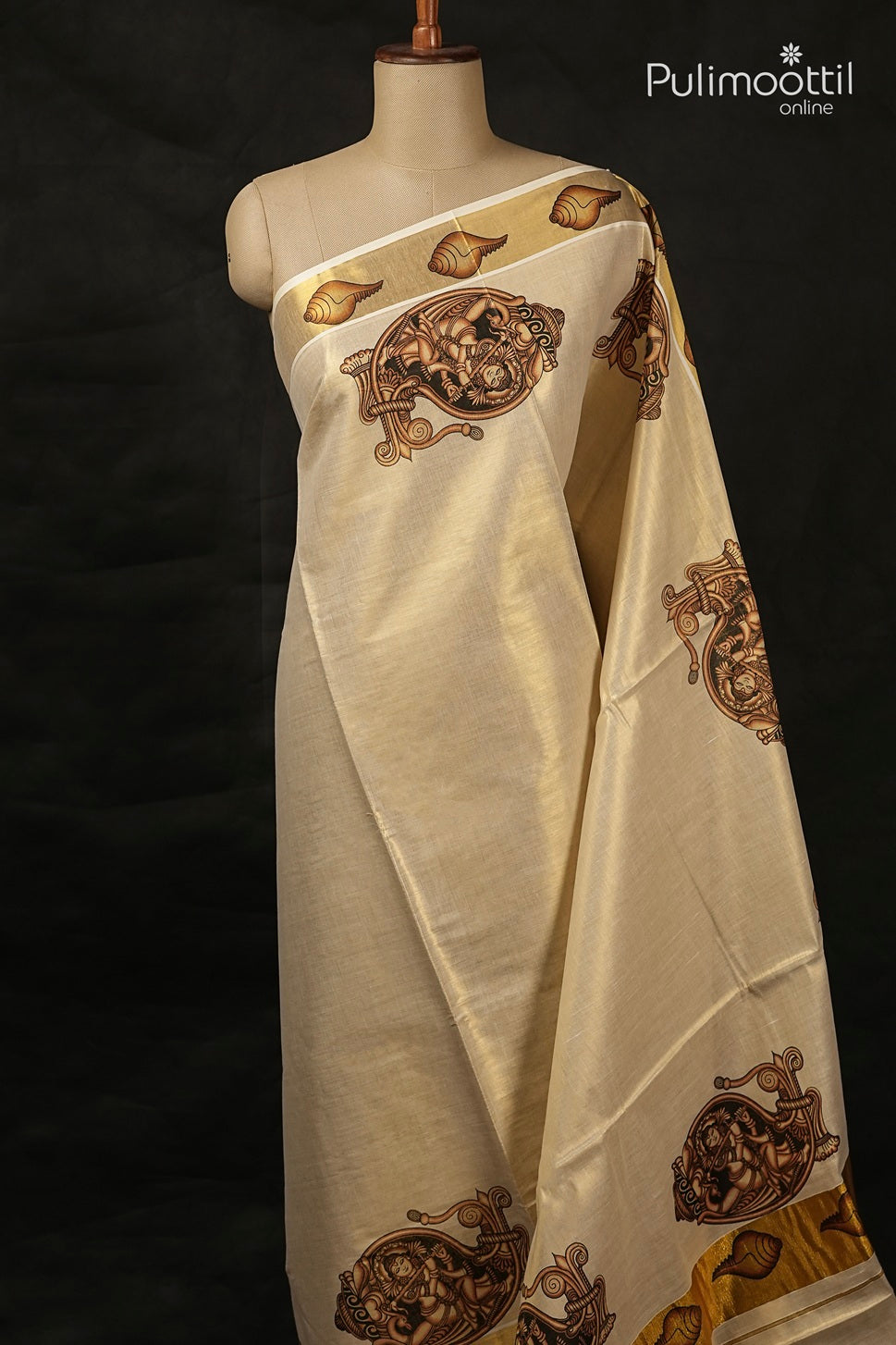 Kerala Traditional Golden Tissue Set Saree