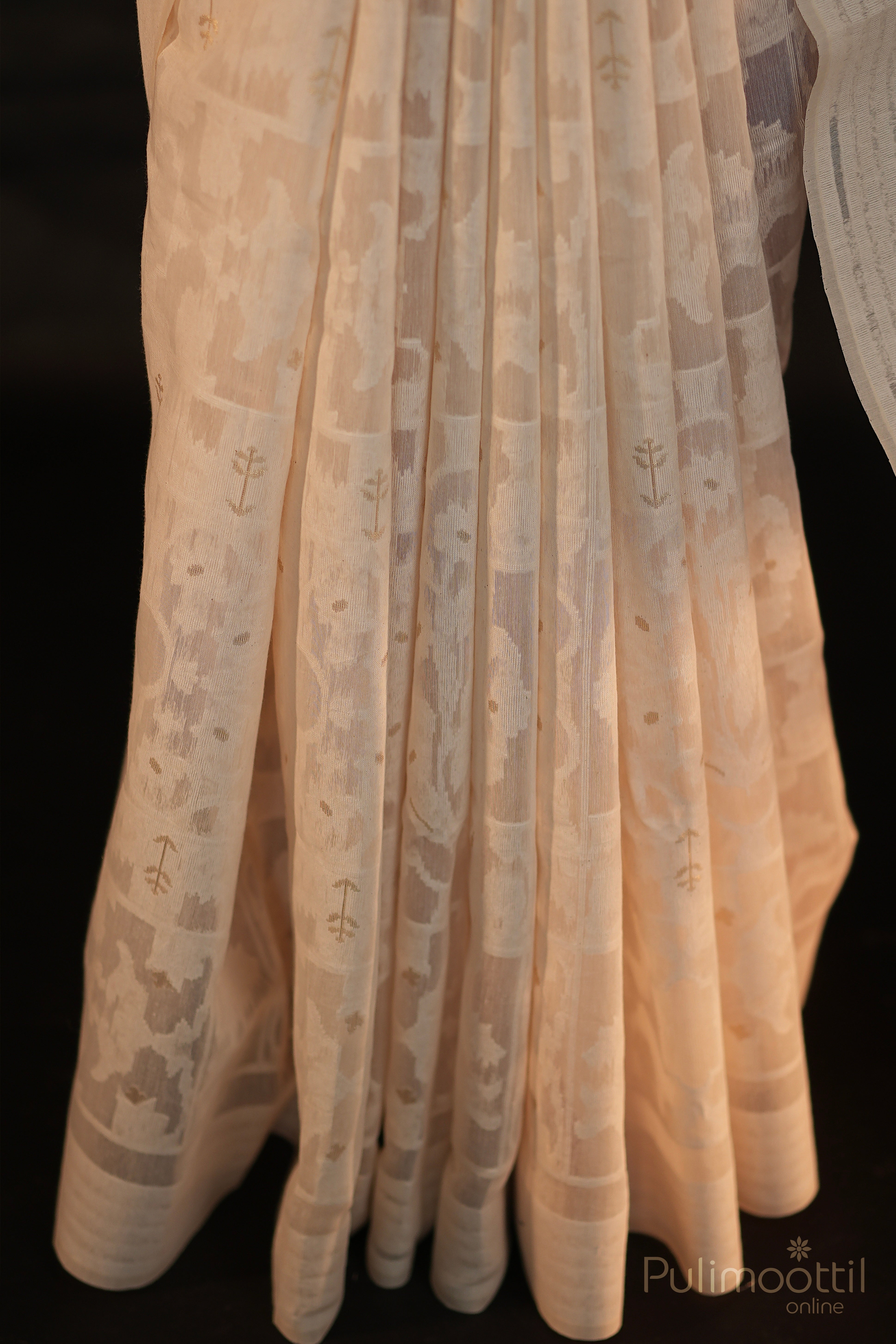 Off White Colour Chanderi Silk Saree