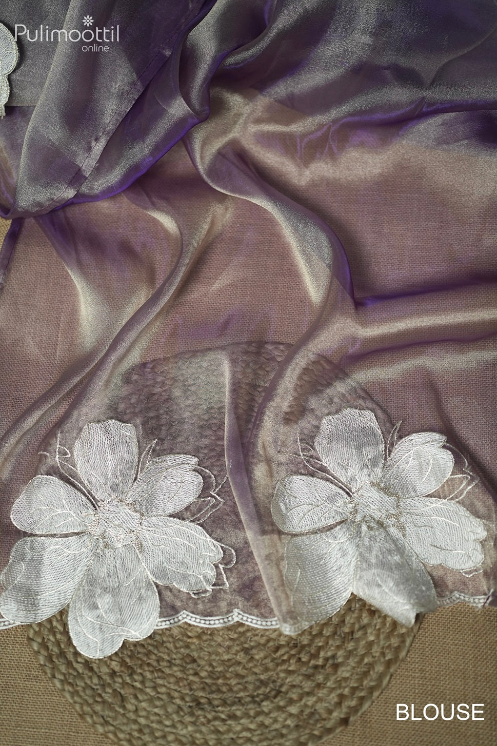 Violet Colour Shimmer Organza Saree