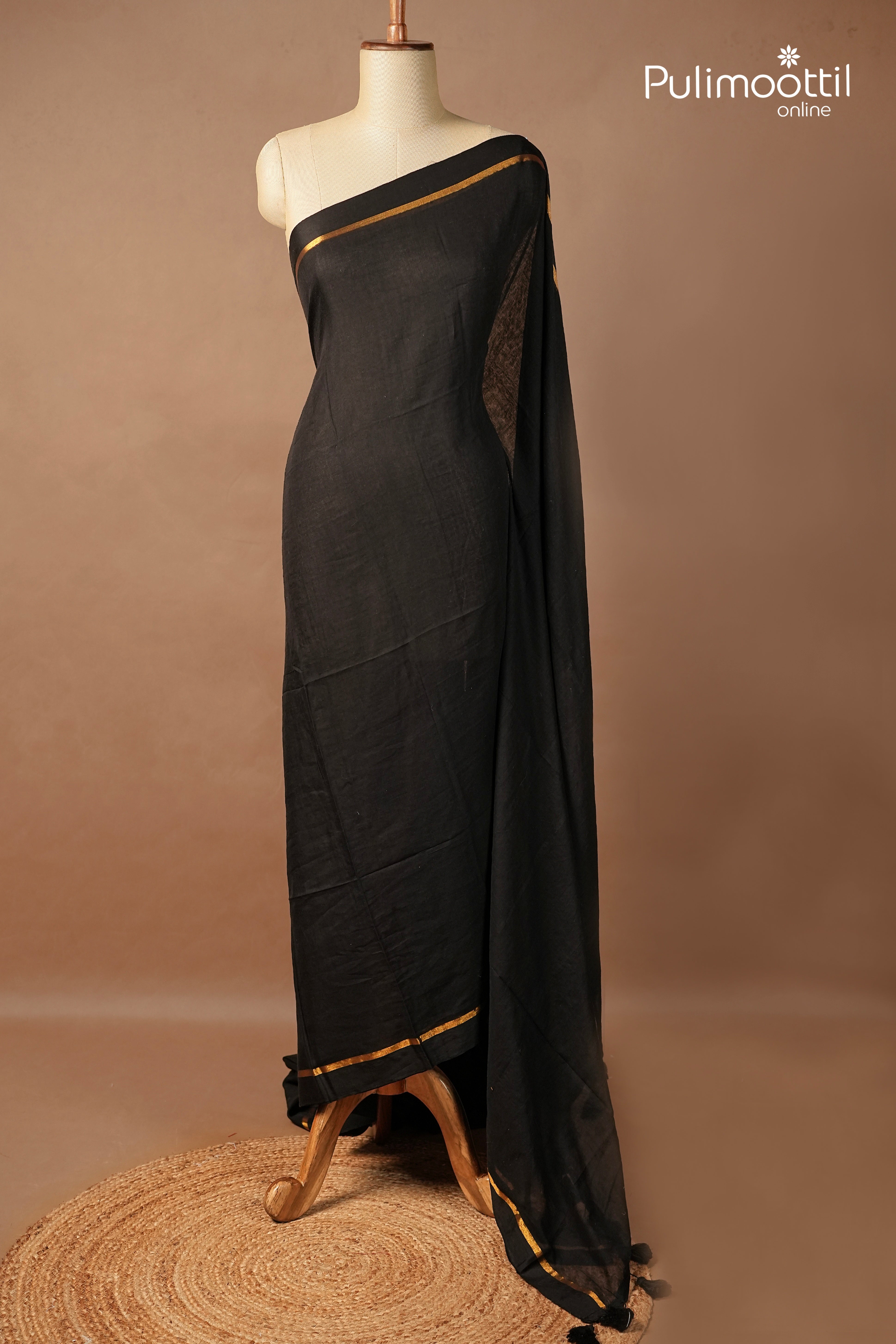 Black Colour Mul Cotton Saree
