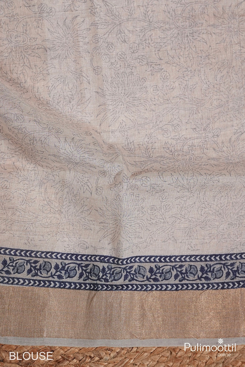 Off White Colour Lenin Silk Saree