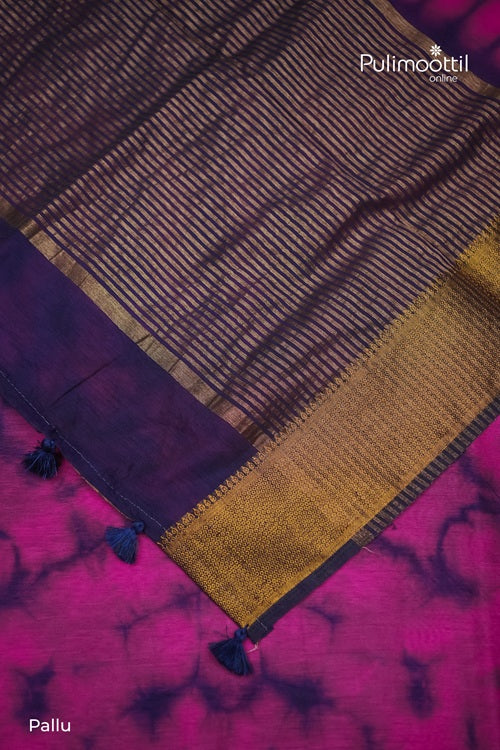 Multi Shade Semi Jute Saree With Contrast Border.