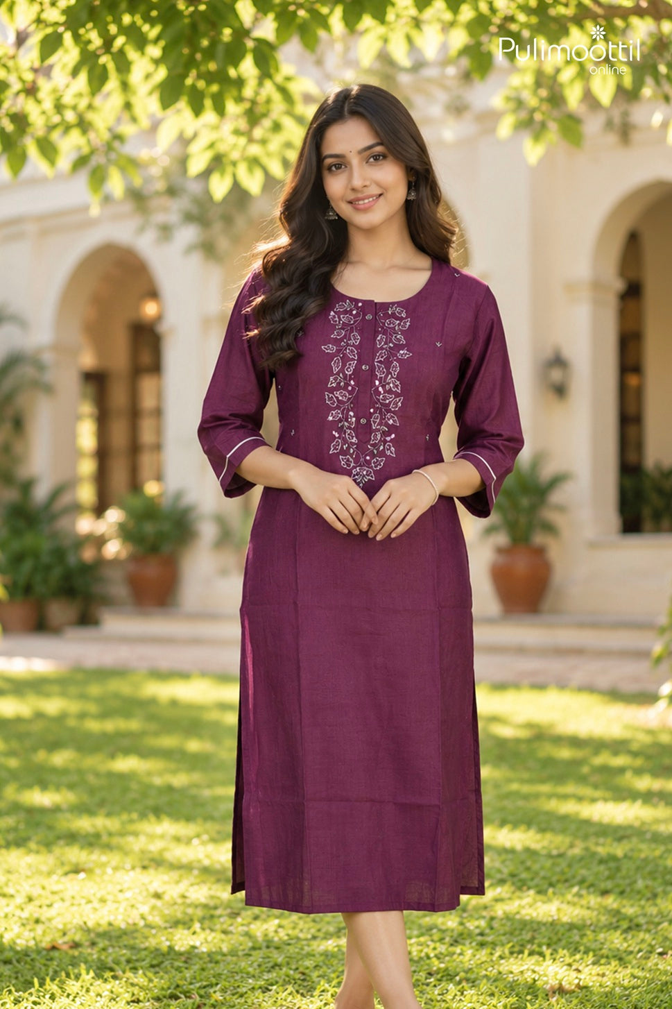Purple Color Slit Top