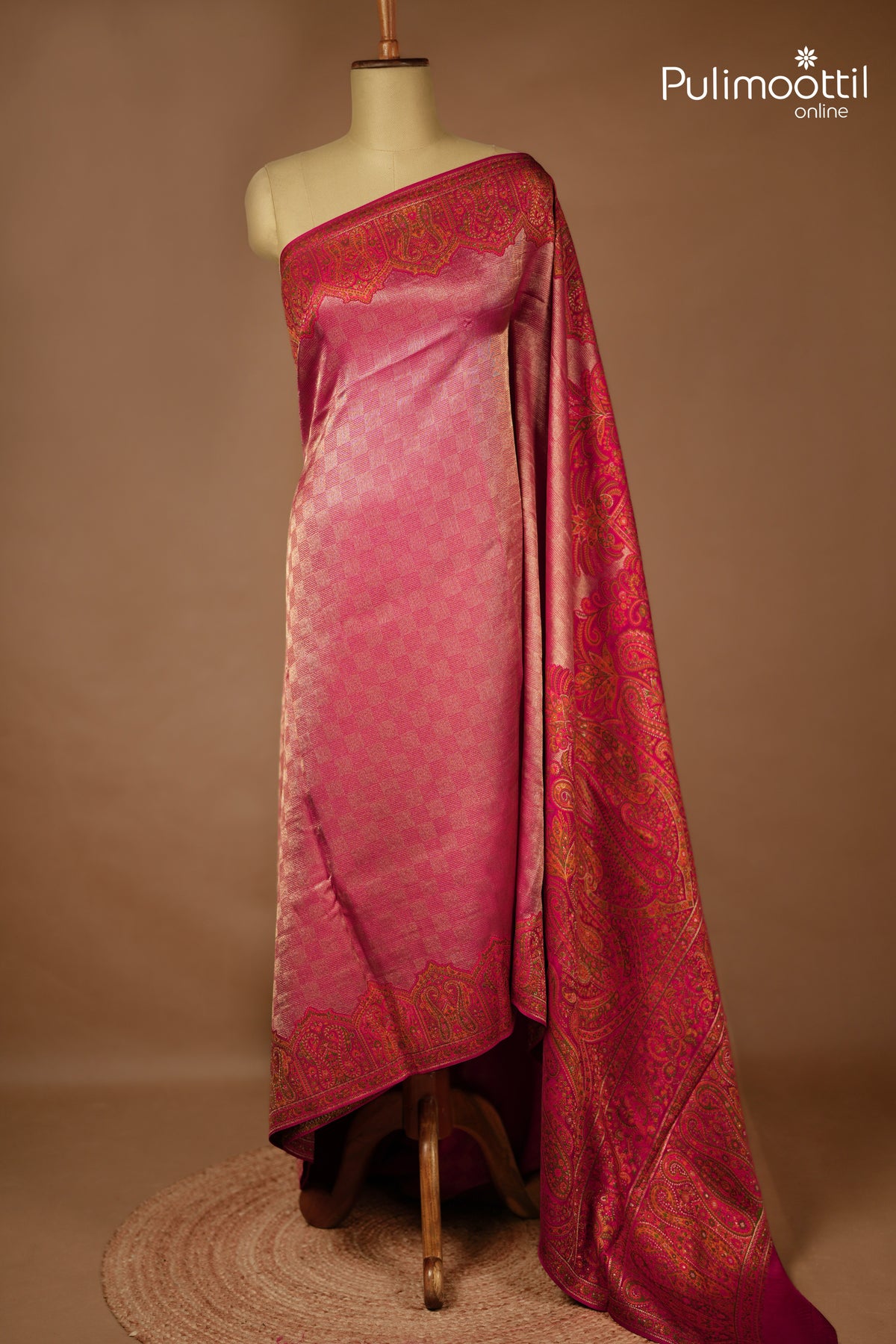 Rani Pink Colour Banarasi Saree